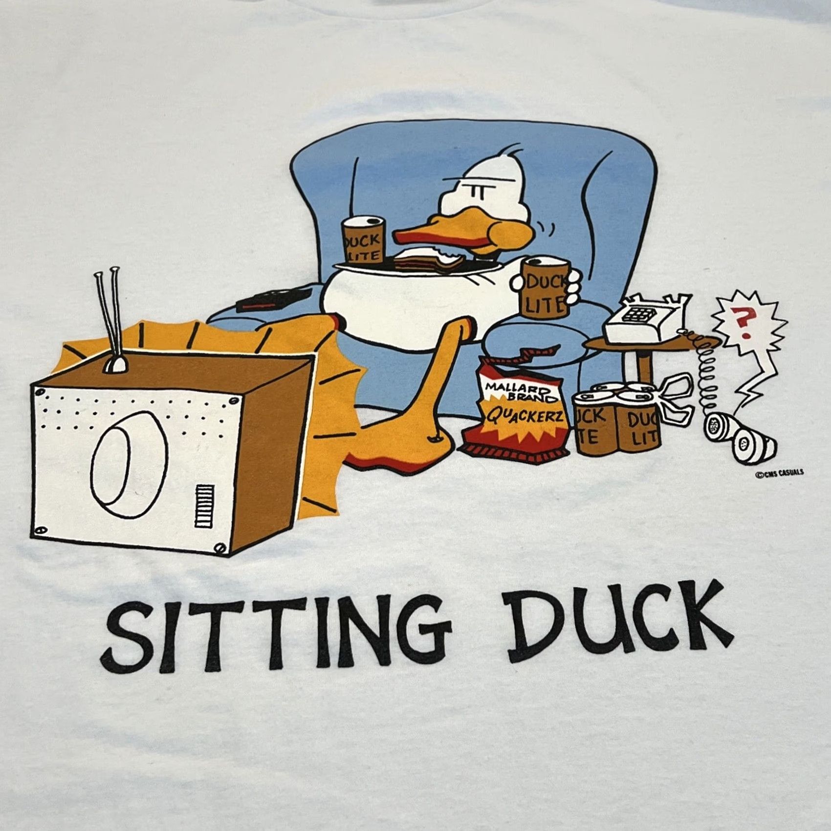 Hanes VINTAGE Sitting Duck T Shirt Men XL Single Stitch Graphic Duck Lite Quackerz Size US XL / EU 56 / 4 - 3 Thumbnail