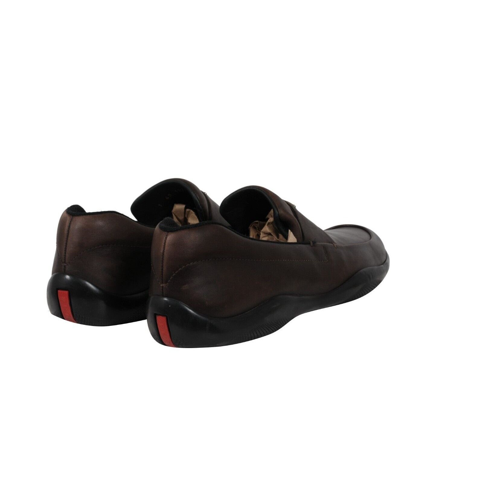 Prada Traingle Logo Plaque Loafers Brown Leather - 01768 Size US 11 / EU 44 - 6 Thumbnail