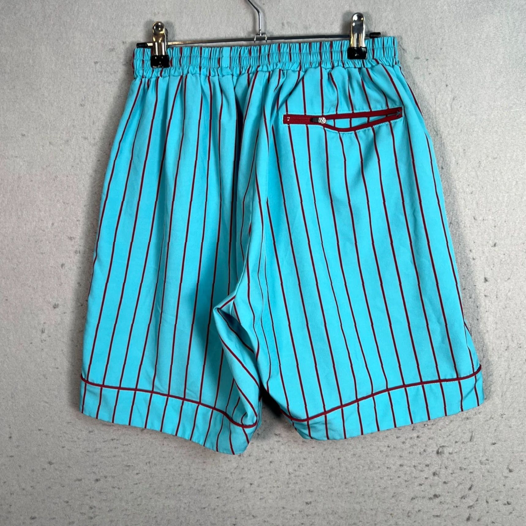 Vintage VINTAGE AKTR Mens Blue & Burgundy Striped Athletic Shorts Size Small Japan Size US 29 - 2 Thumbnail
