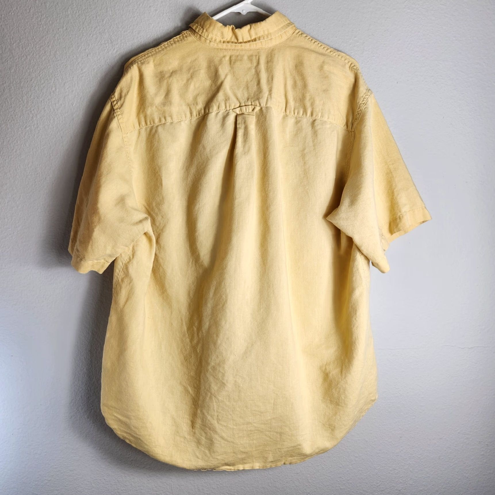 Vintage Columbia Shirt Mens Light Yellow Ramie/Cotton Short Sleeve Buttondown Shirt-Size L Size US L / EU 52-54 / 3 - 5 Thumbnail