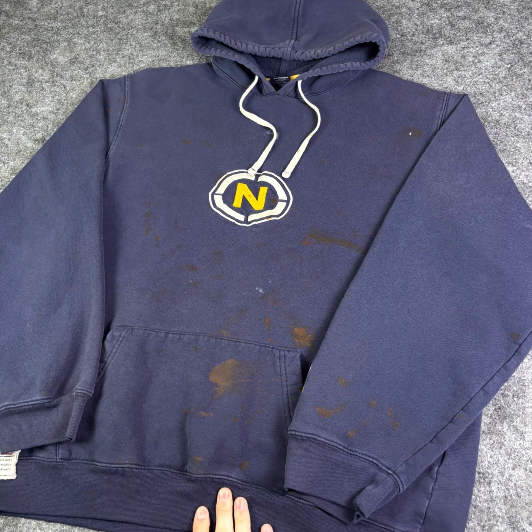 Nautica VINTAGE Nautica Hoodie Men 2XL Blue Distressed Graphic Logo Embroidered Pullover Knitted Fleece Sweatshirt Streetwear 90s Y2K Size US L / EU 52-54 / 3 - 2 Thumbnail