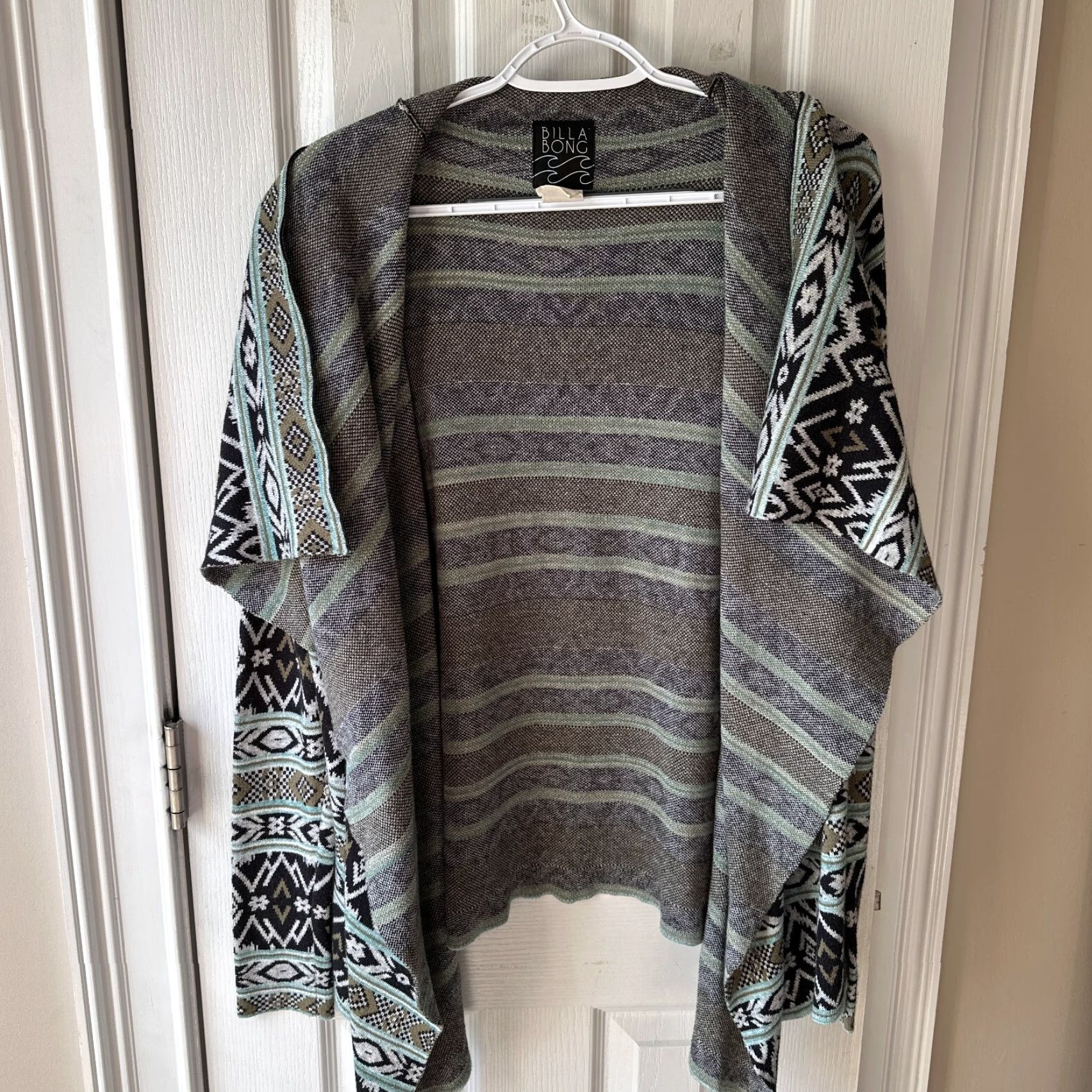 Billabong Billabong Women's Sweater Cardigan Open Shawl Black Geometric Aztec Bohemian Casual Fashion M Size M / US 6-8 / IT 42-44 - 6 Thumbnail