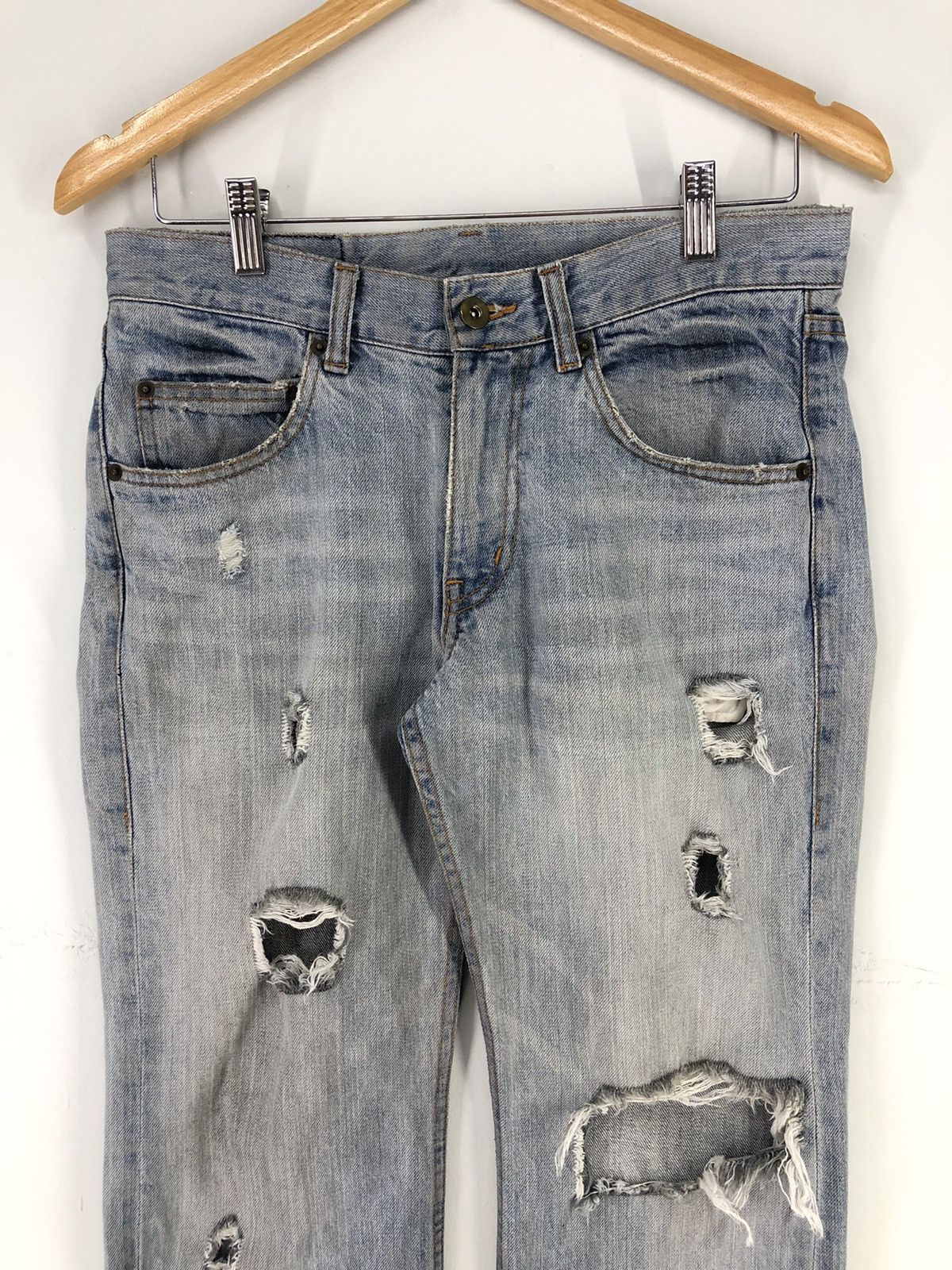 Japanese Brand Vintage Union Station Distressed Light Wash Jeans Size US 30 / EU 46 - 5 Thumbnail