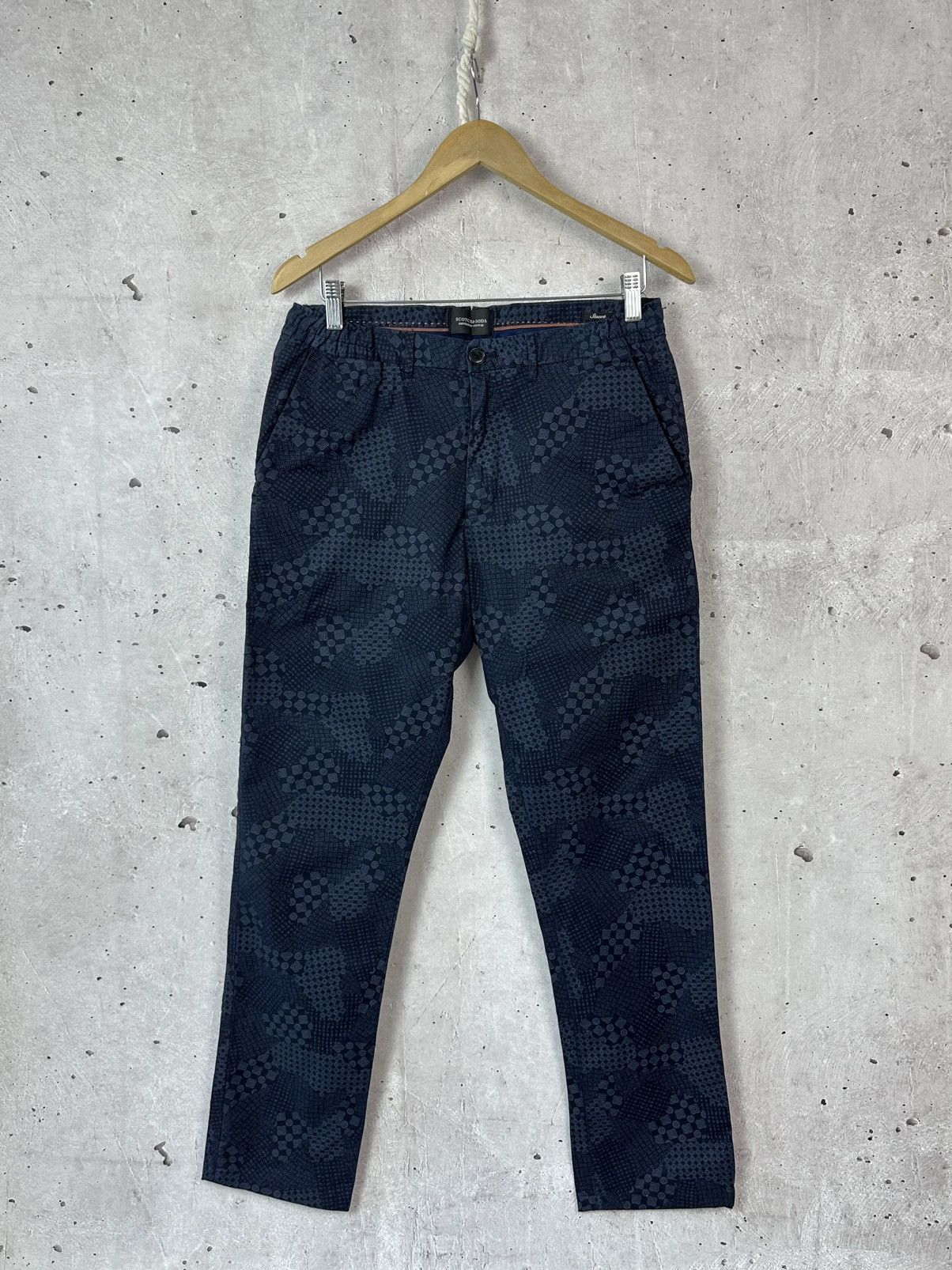 Scotch & Soda Scotch & Soda Printed Cotton Navy Straight Men’s Pants Size US 32 / EU 48 - 1 Thumbnail