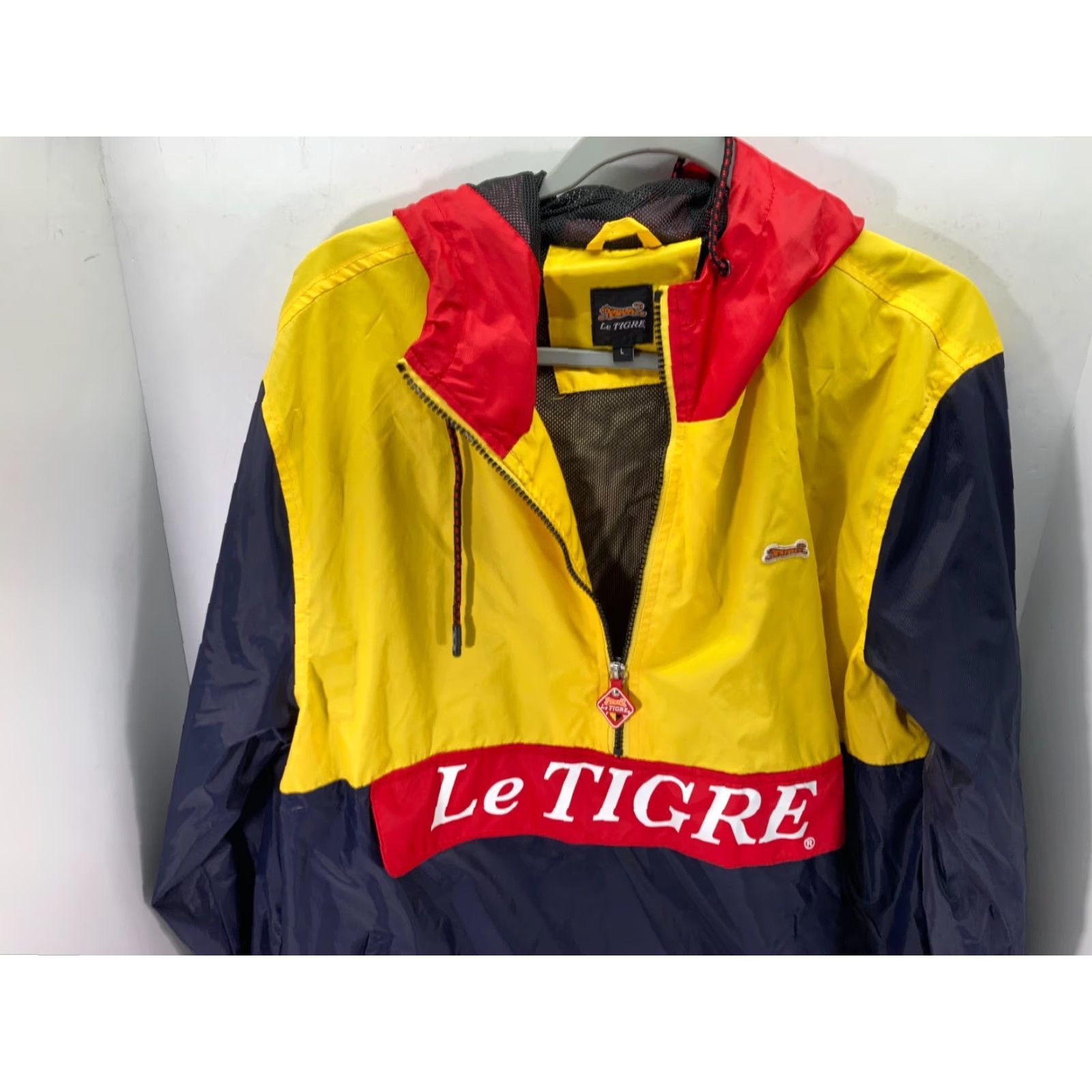 Logo 7 Le Tigre Windbreaker Jacket Mens L Multicolor Hooded 1/2 Zip Logo Long Sleeve Size US L / EU 52-54 / 3 - 4 Thumbnail