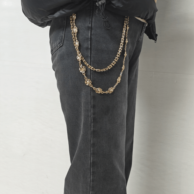 Jewelry Golden Rose Pearl Pants Chain Elegant Accessory Size ONE SIZE - 1 Thumbnail