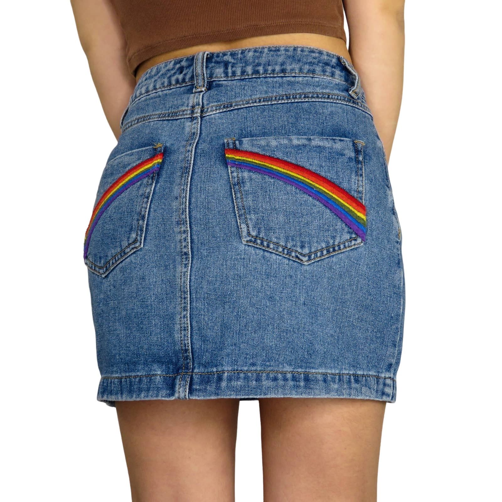 Forever 21 Forever 21 Rainbow Pocket Button Down Denim Skirt Small Size 27" / US 4 / IT 40 - 1 Thumbnail