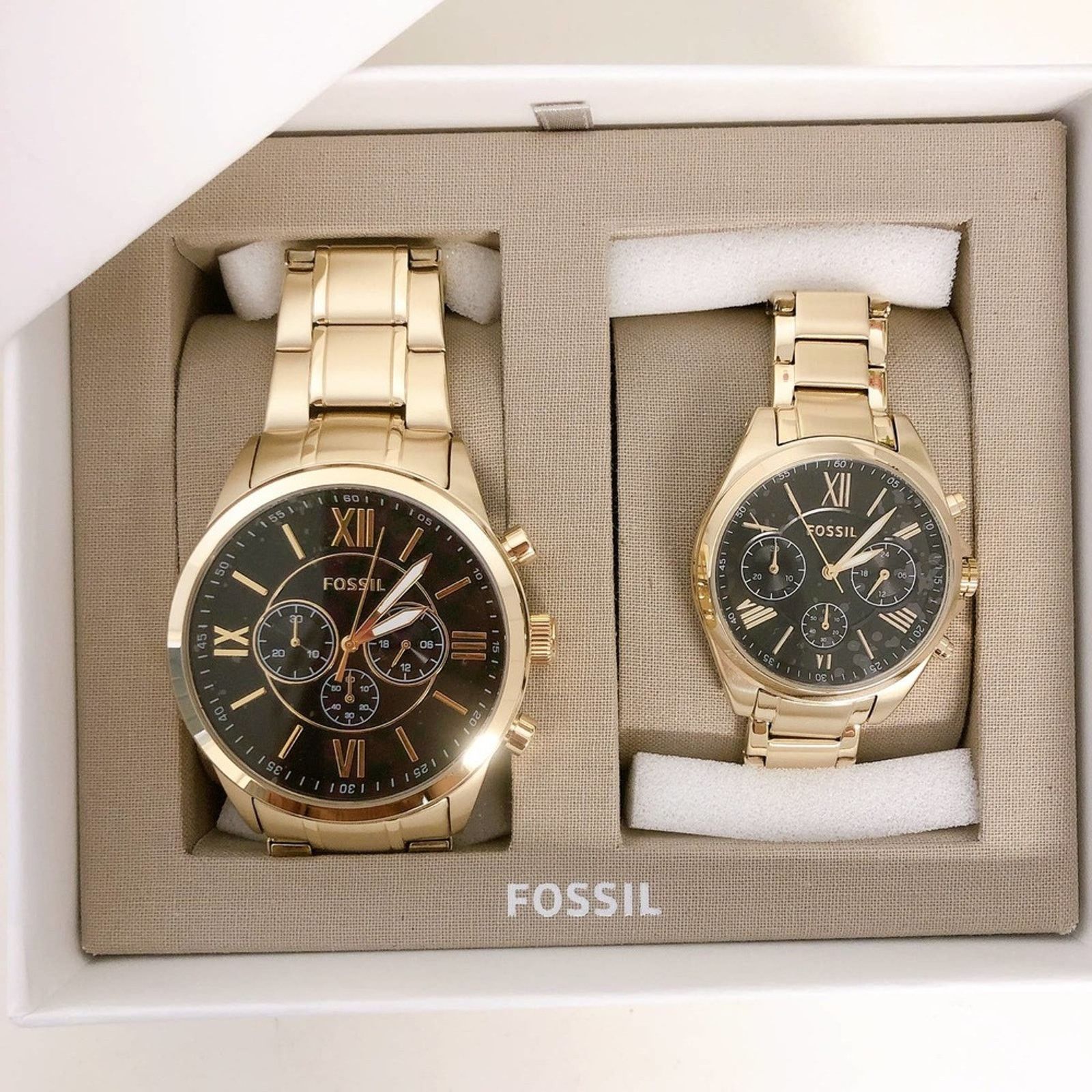Fossil Fossil BQ2400Set His and Her Chronograph Gold-Tone Watch Size ONE SIZE - 1 Thumbnail