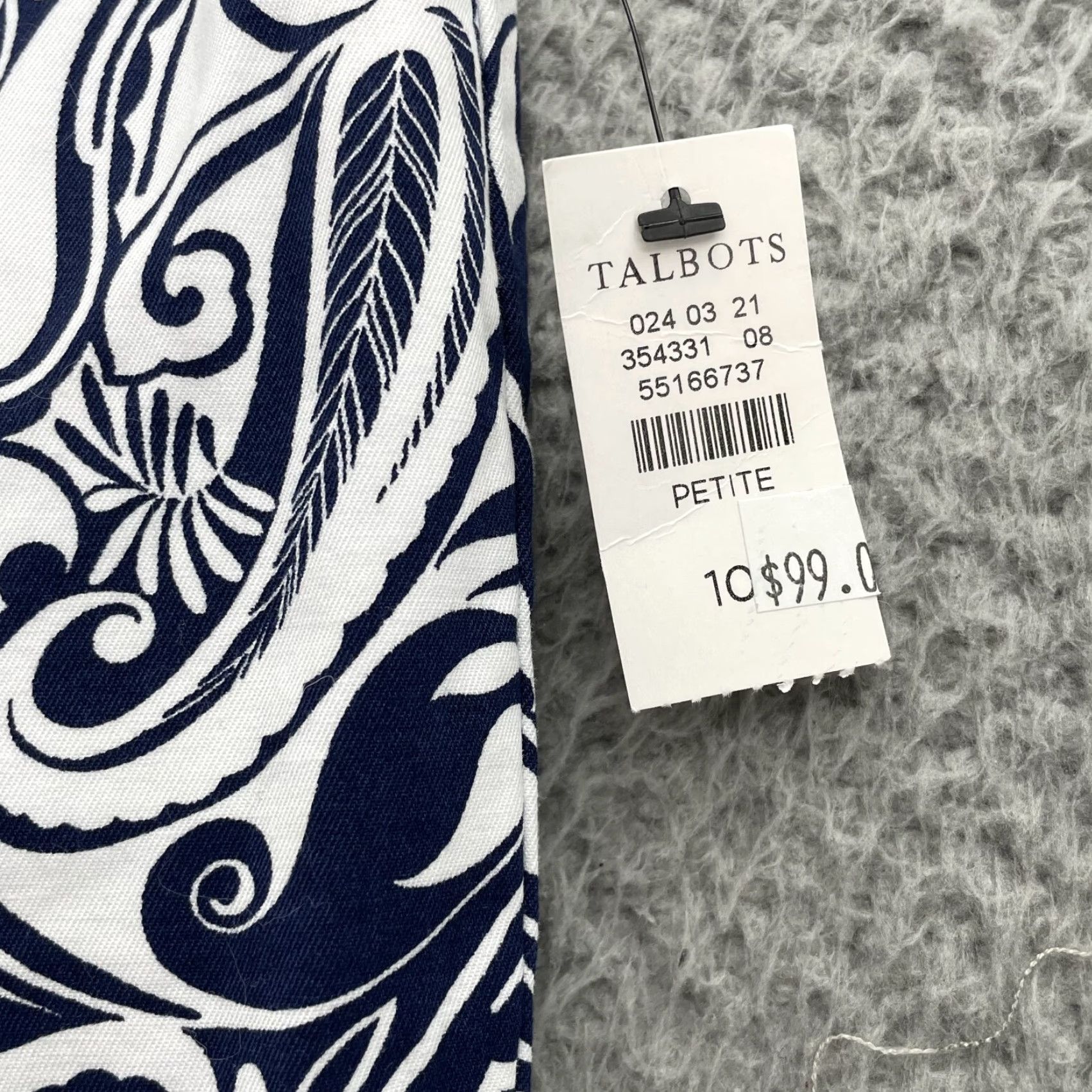 Talbots Talbots Perfect Crop Pants Women's 10P Paisley Navy Blue Slim Cropped Pant Petite 10P Size 32" / US 10 / IT 46 - 7 Thumbnail