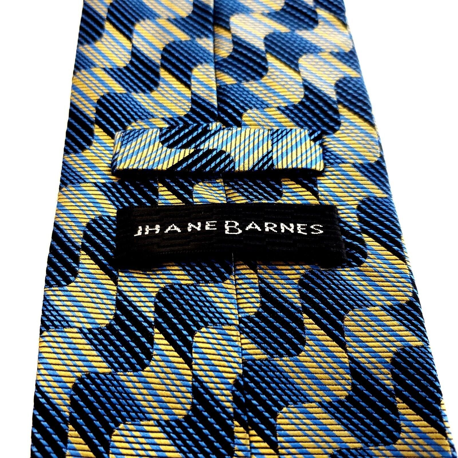 Jhane Barnes Jhane Barnes Woven Blue Yellow Woven Abstract Geometric Silk Size ONE SIZE - 4 Thumbnail