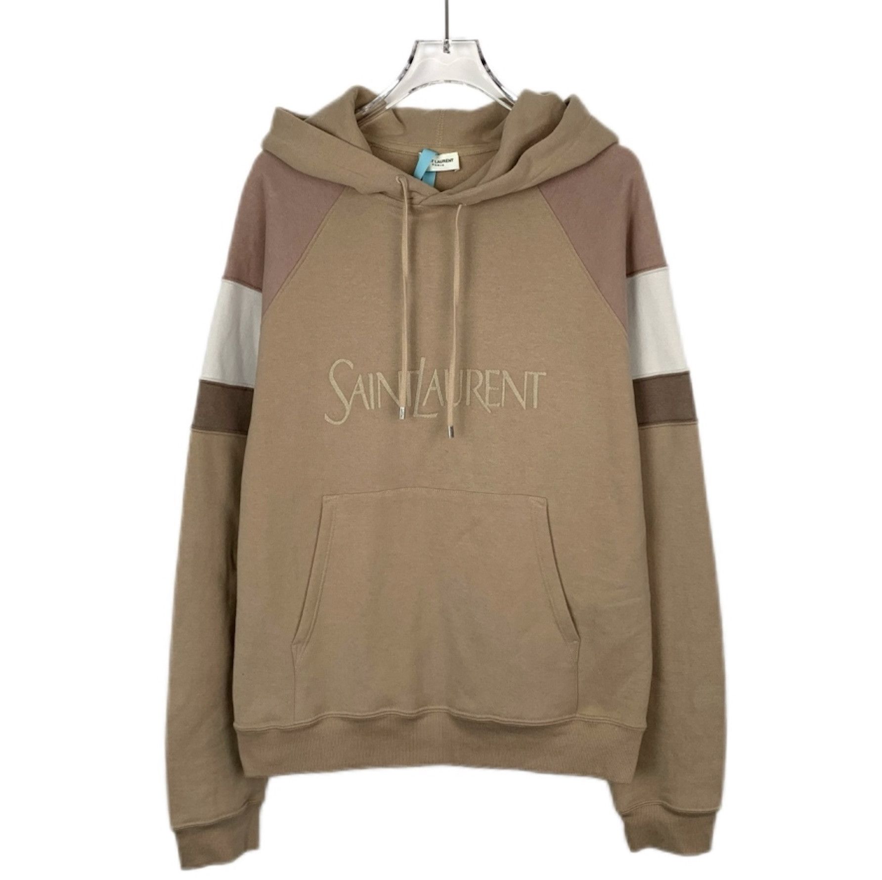 Yves Saint Laurent Saint Laurent Logo Embroidered Khaki Hooded Sweatshirt Size US L / EU 52-54 / 3 - 1 Thumbnail