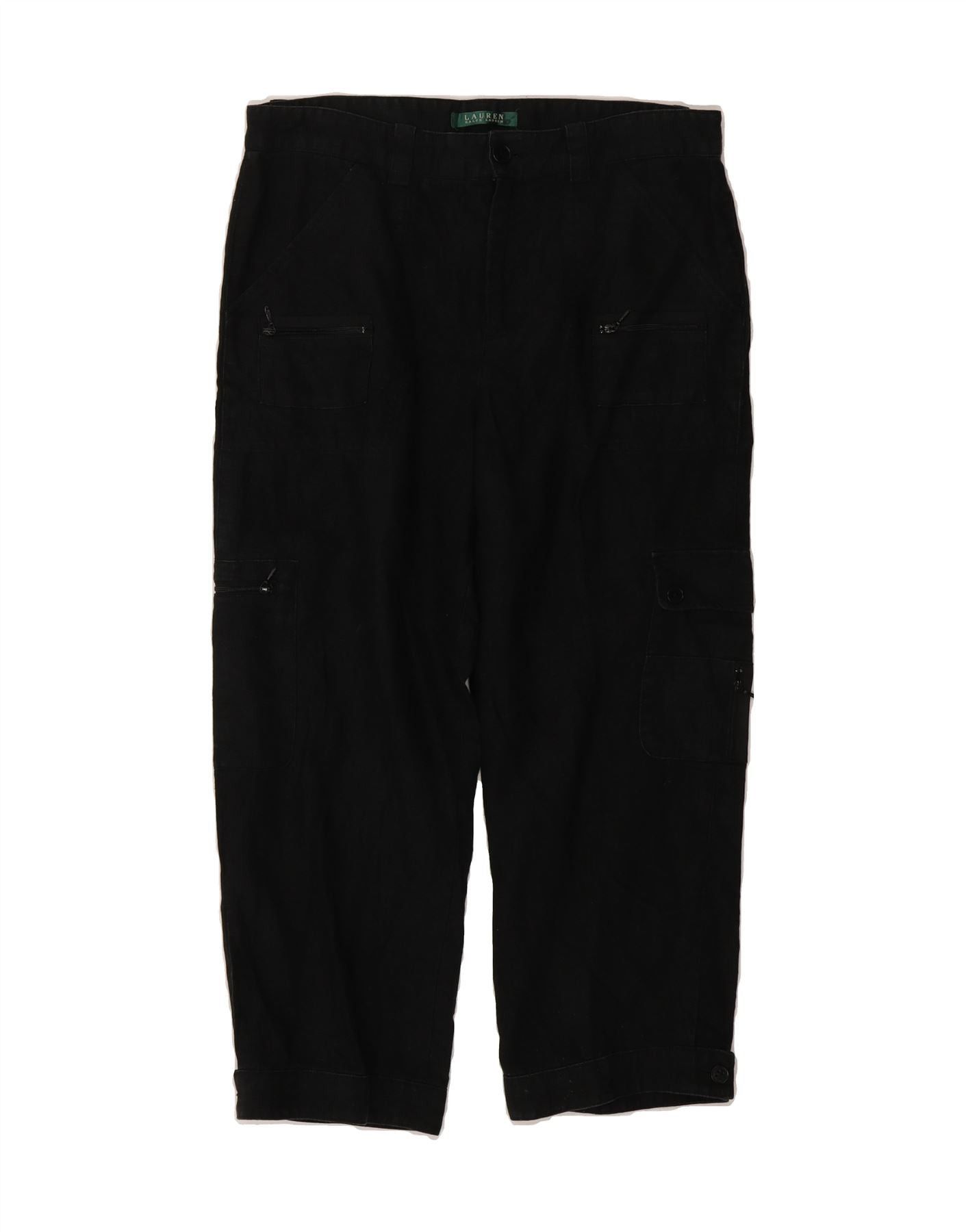 Ralph Lauren Womens Cargo Capri Trousers US 8 Medium W32 L23 Black Linen Size 27" / US 4 / IT 40 - 1 Thumbnail