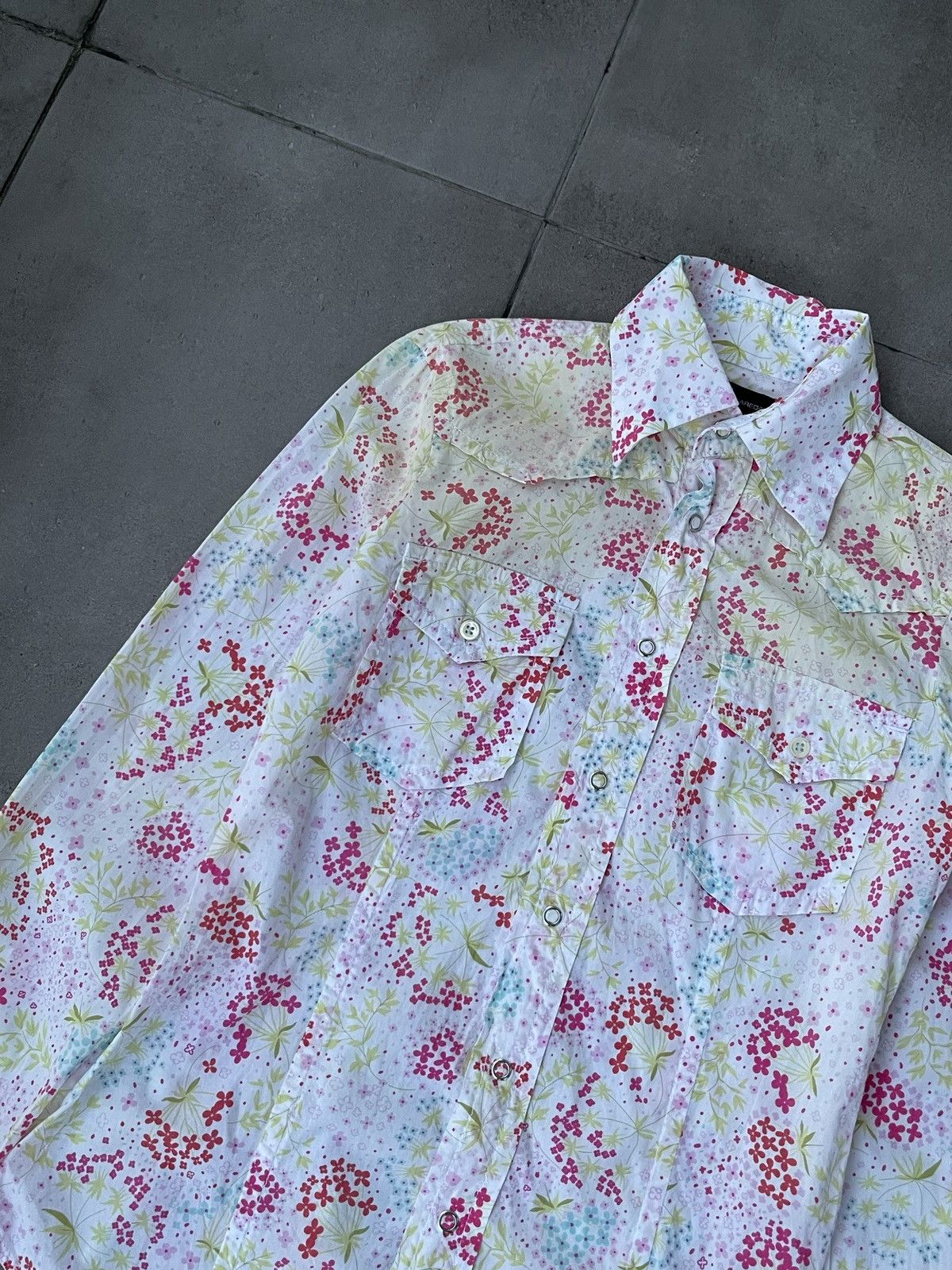 Dsquared2 Dsquared2 Flower All Over Print White Button Up Shirt Size M / US 6-8 / IT 42-44 - 4 Thumbnail