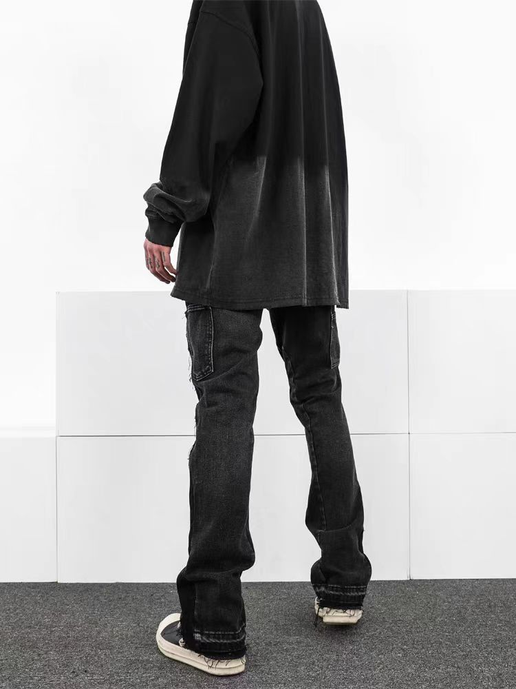 Japanese Brand × Jean High Street Vintage Washed Black Micro Flare Jeans Size US 32 / EU 48 - 3 Thumbnail