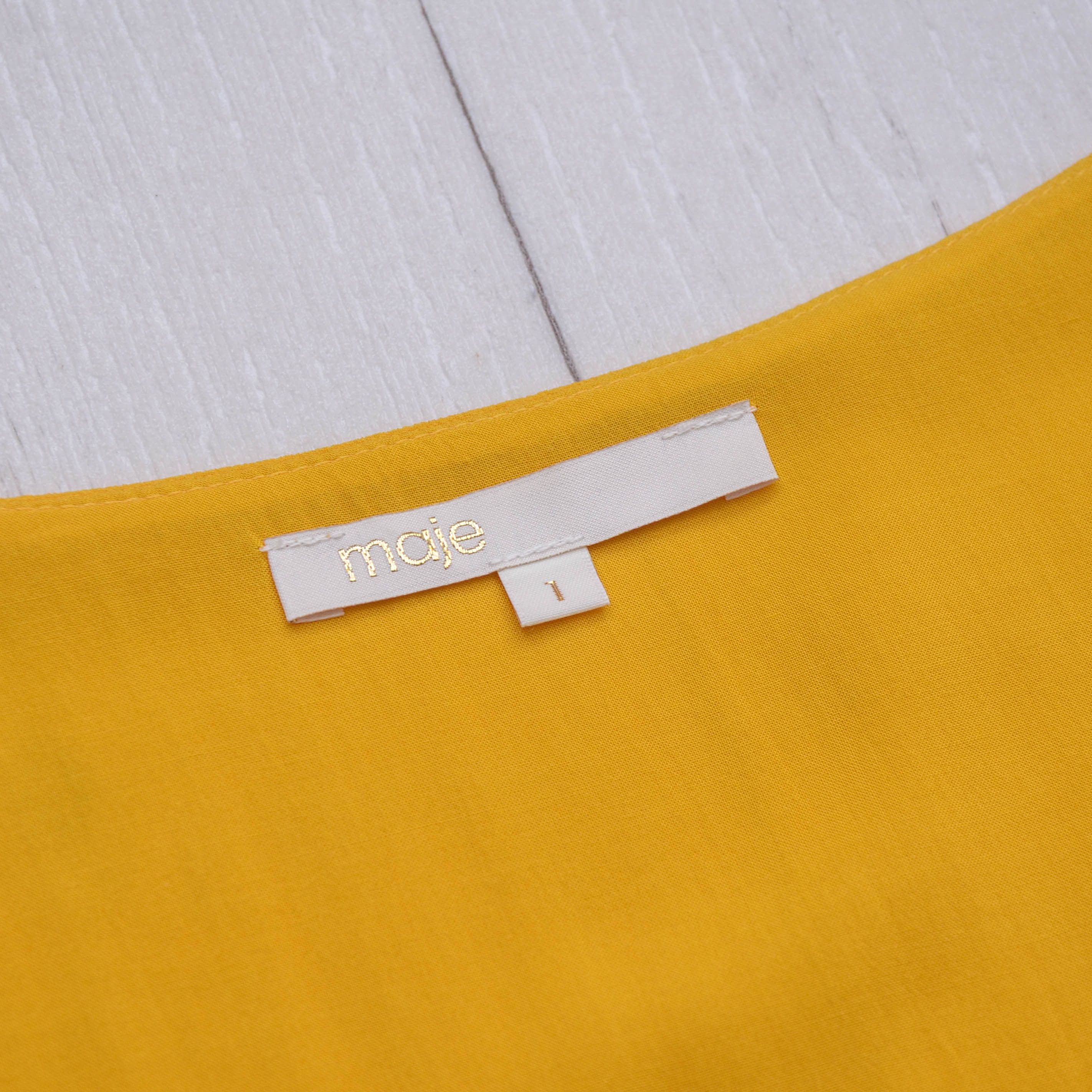 Maje Luxury Maje Rachelli Soild Yellow Crepe De Chine Maxi Dress Size XS / US 0-2 / IT 36-38 - 7 Thumbnail