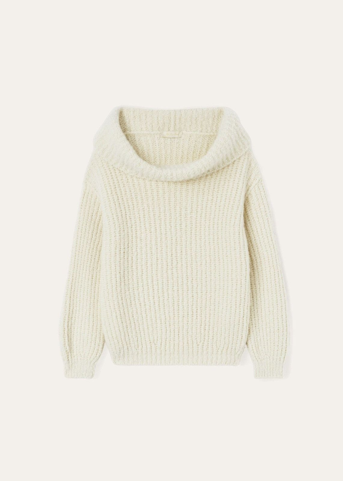 Loro Piana o1srvl11e1125 FAN1842 Wide Cowl Collar Sweater in White Size L / US 10 / IT 46 - 1 Thumbnail