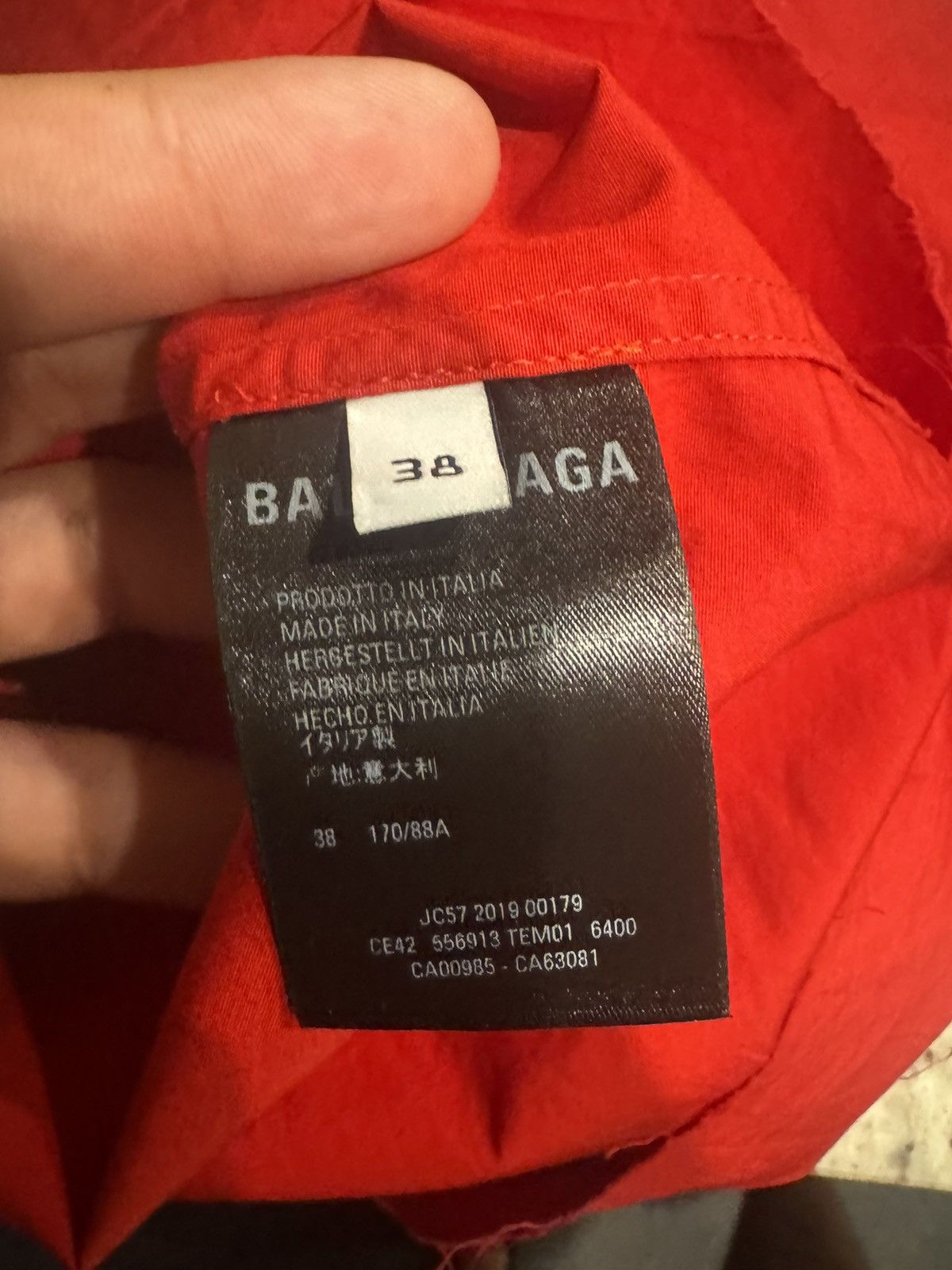 Balenciaga BALENCIAGA Back Logo Button Up Shirt Red Size US M / EU 48-50 / 2 - 7 Thumbnail
