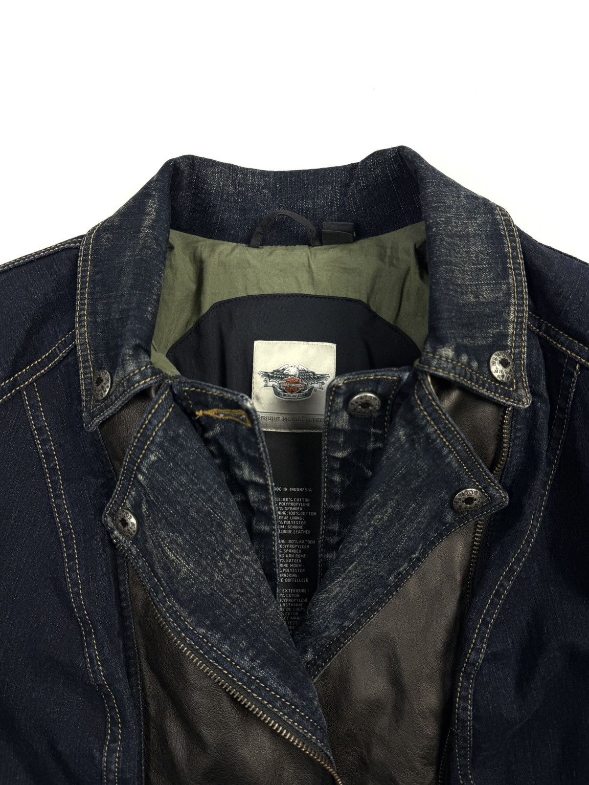 Harley Davidson Harley Davidson Vintage Buffalo Leather Denim Biker Jacket Size M / US 6-8 / IT 42-44 - 18 Thumbnail