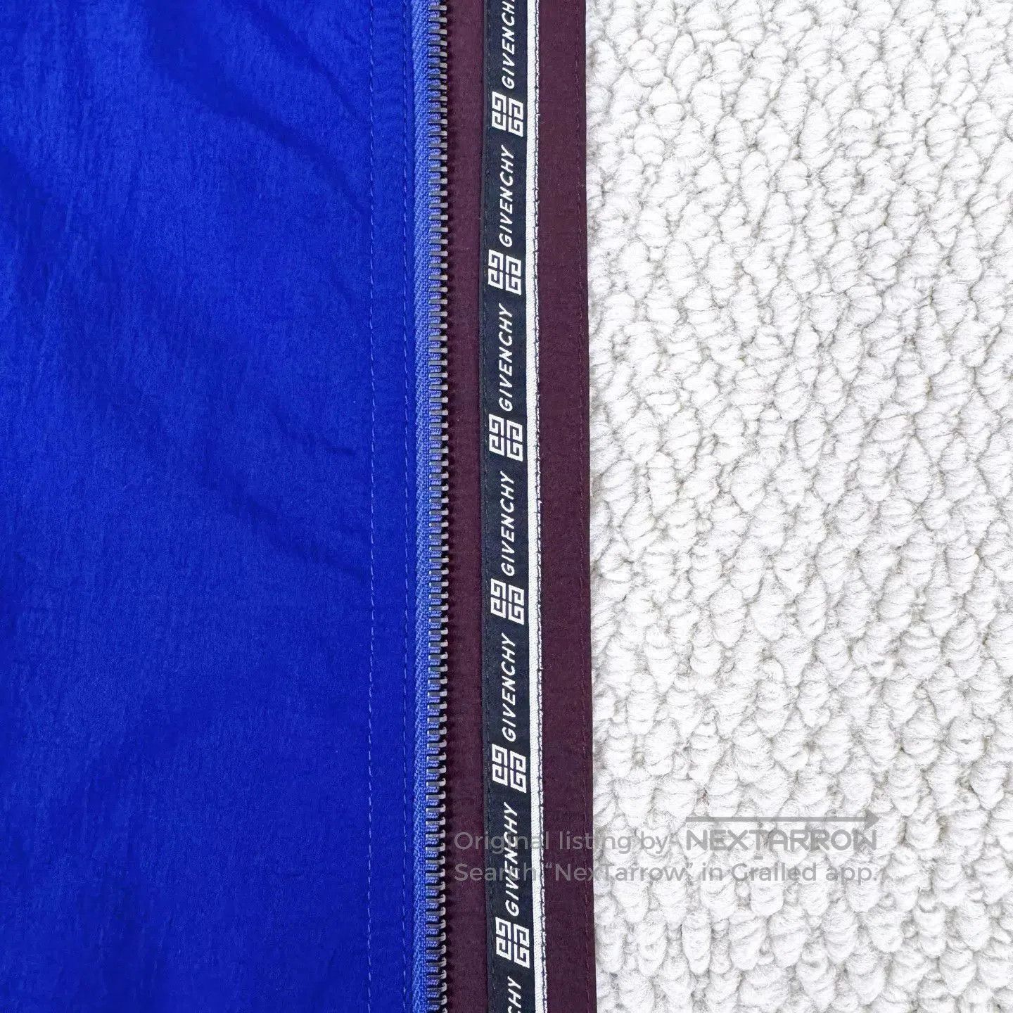 Givenchy Blue Hooded Zip-Up Jacket with Contrast Sleeves. Size US M / EU 48-50 / 2 - 5 Thumbnail