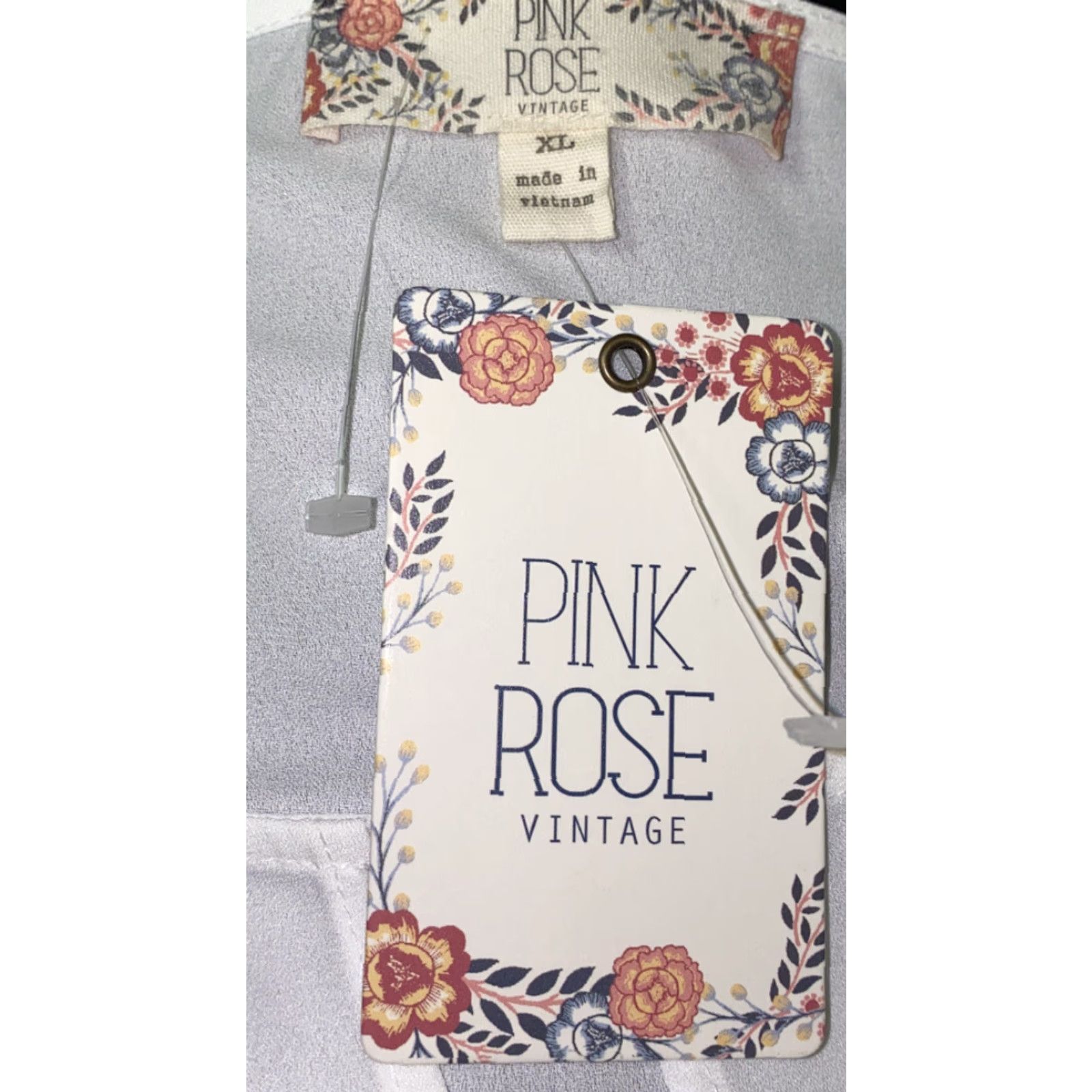 Vintage Pink Rose T-Shirt White Short Sleeve Basic Womens XL NWT Size XL / US 12-14 / IT 48-50 - 4 Thumbnail