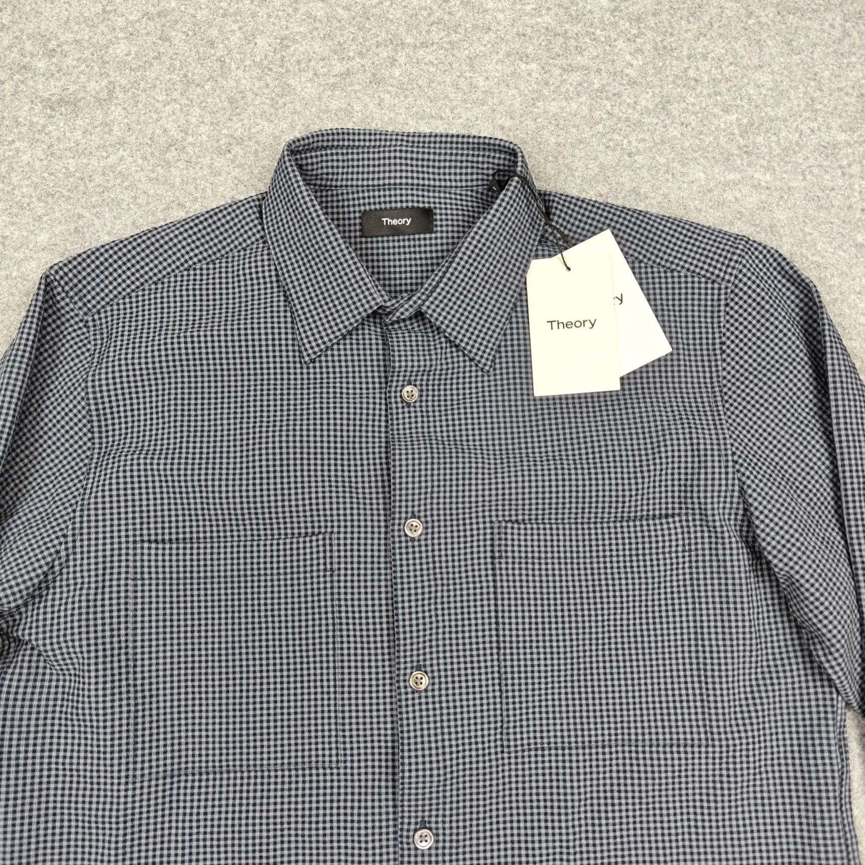 Theory Theory Shirt Mens Medium Blue Gingham Seersucker Long Sleeve Button Up Size US M / EU 48-50 / 2 - 2 Thumbnail