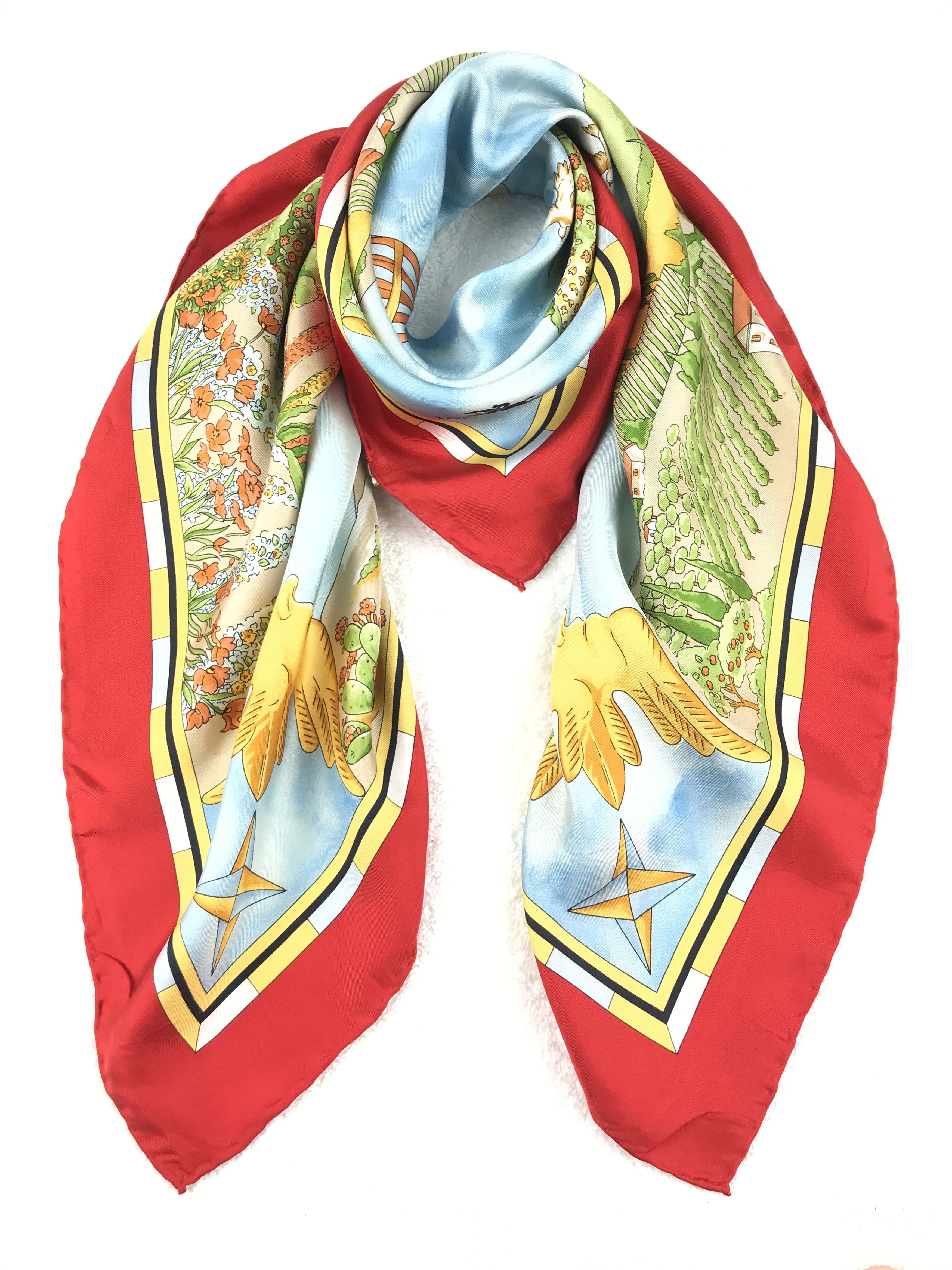 Longchamp × Vintage Vintage Longchamp Silk Scarf Size ONE SIZE - 7 Thumbnail