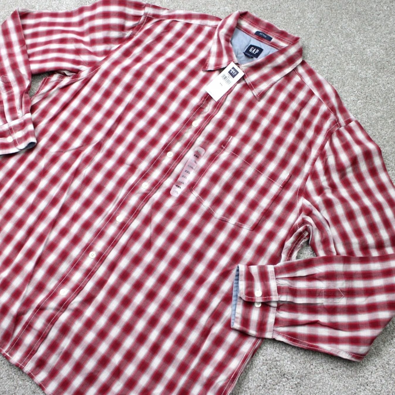 Gap GAP Shirt Mens 2XL Red Button-Up Long Sleeve 100% Cotton Button-Down Collared Size US XXL / EU 58 / 5 - 3 Thumbnail