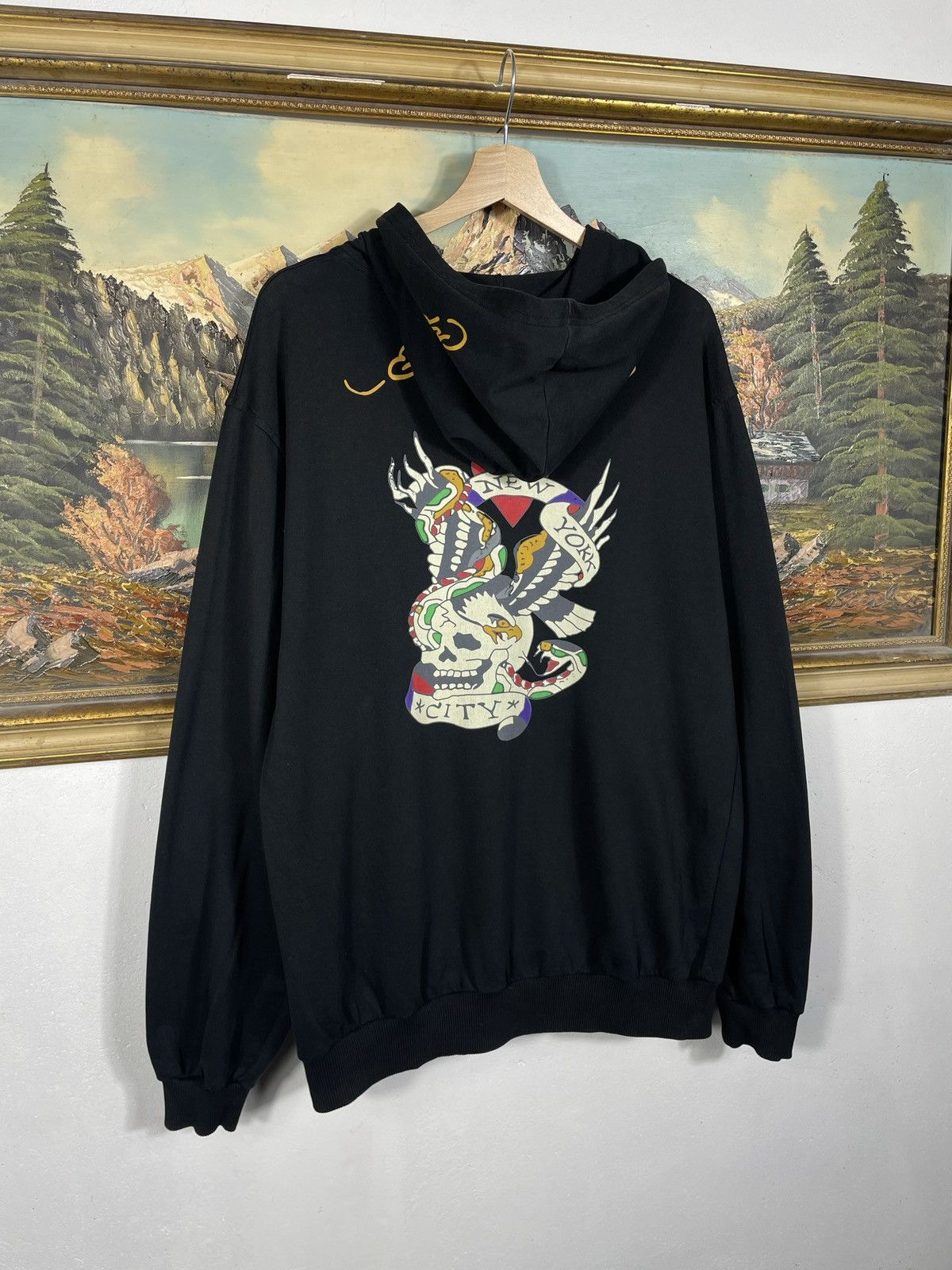 Christian Audigier × Ed Hardy × Vintage Ed Hardy Retro 00s Hoodie Drip Swag Cyber Affliction Grunge Size XL / US 12-14 / IT 48-50 - 7 Thumbnail