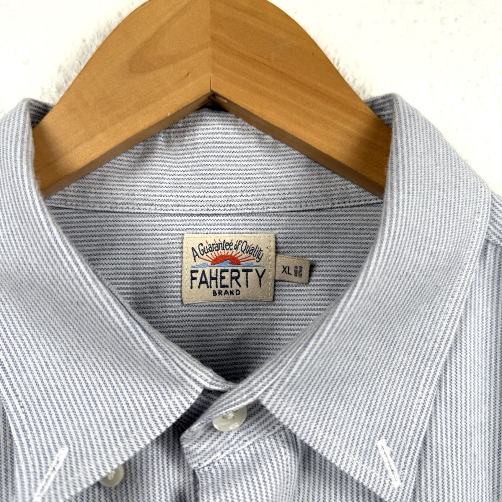 Faherty Faherty Shirt Mens XL Stretch Oxford Striped Blue White Preppy Casual Classic Size US XL / EU 56 / 4 - 3 Thumbnail