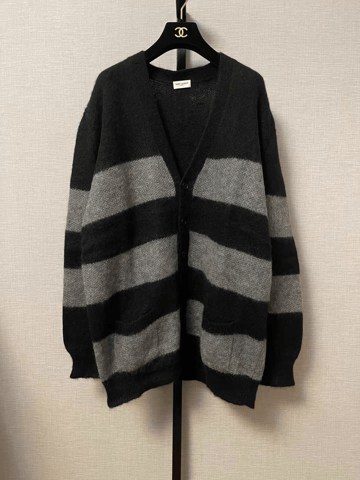 Saint Laurent Paris Saint Laurent Paris 13AW Mohair Stripe Cardigan Size US M / EU 48-50 / 2 - 1 Thumbnail