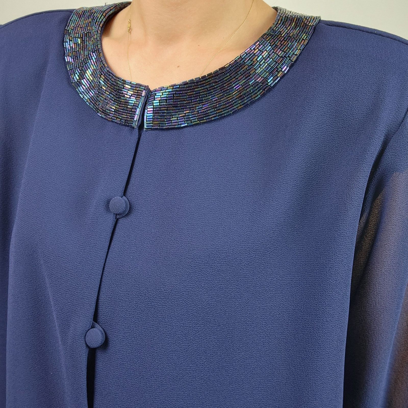 Other Patra Beaded Dressy Jacket Sheer Arms Plus Size 18 NWT Size XXL / US 16-18 / IT 52-54 - 5 Thumbnail