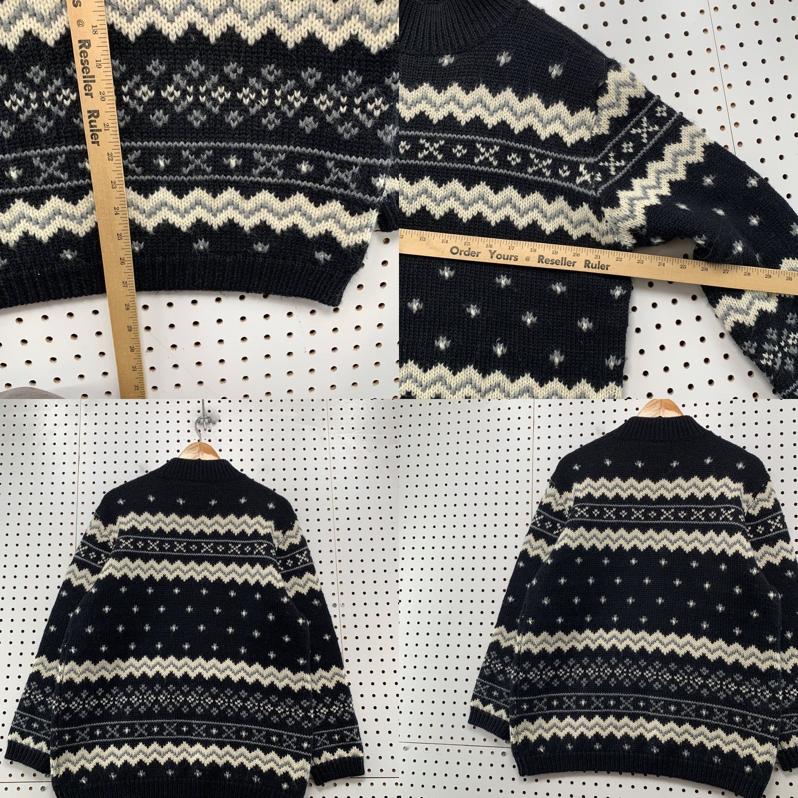 Liz Claiborne Vintage Liz Claiborne Wool Sweater Womens Medium Black Fair Isle Oversized Size M / US 6-8 / IT 42-44 - 9 Thumbnail