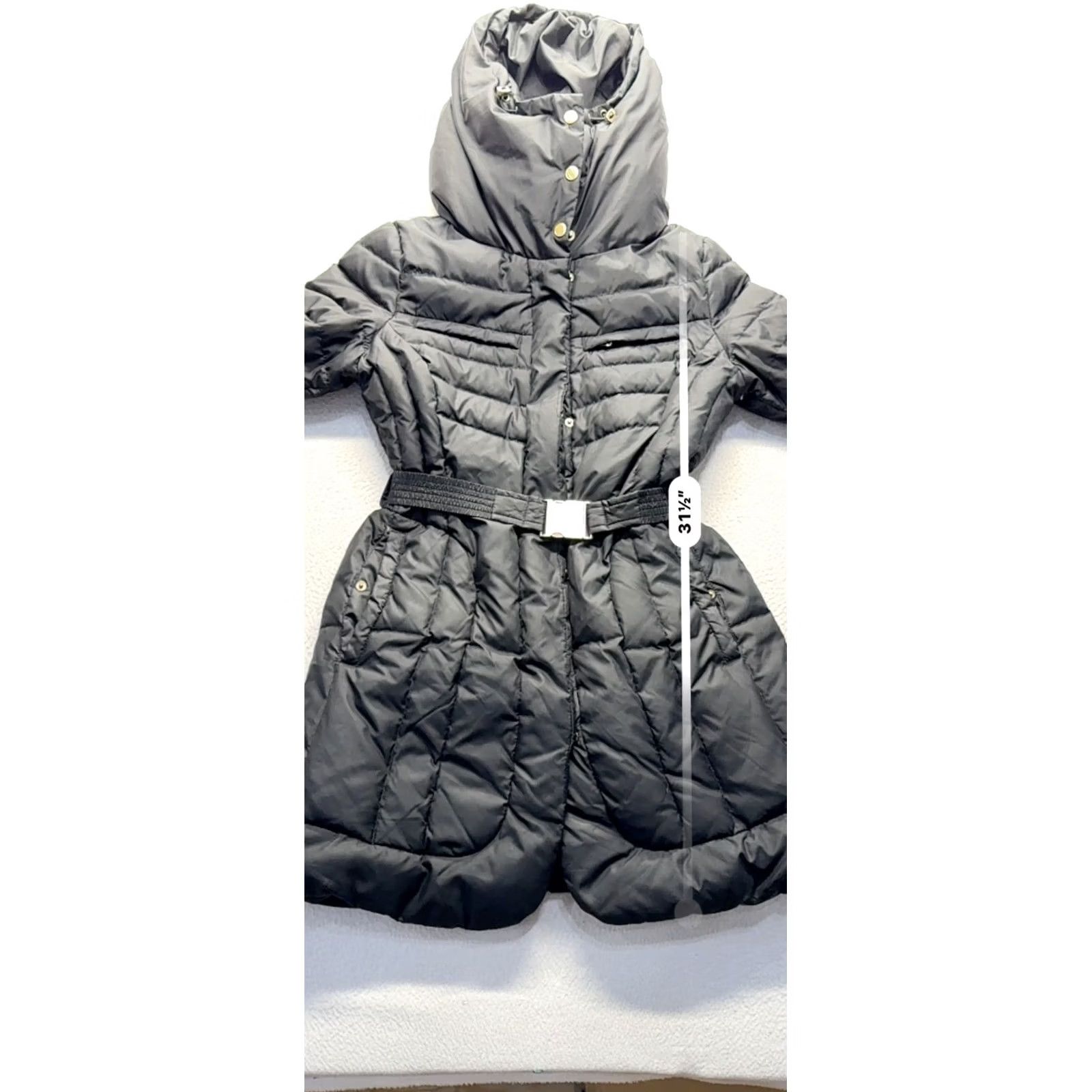 Cole Haan VINTAGE Cole Haan Signature Womens Black Hooded Belted Quilted Coat M Black Quilted Hooded Belted Coat Womens M Size M / US 6-8 / IT 42-44 - 7 Thumbnail