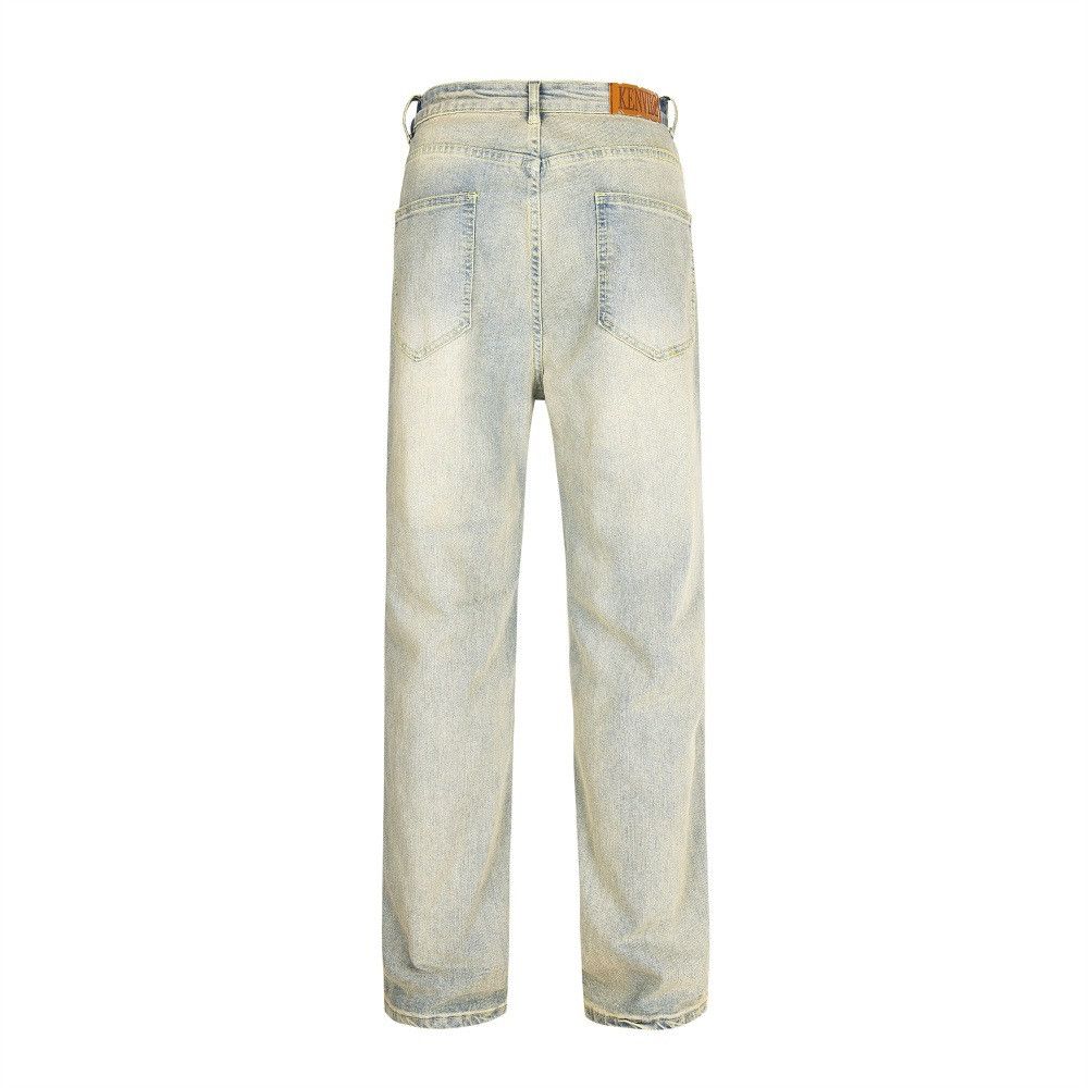 Japanese Brand × Jean Punk street heavy washed distressed straight casual jeans Size US 32 / EU 48 - 2 Thumbnail