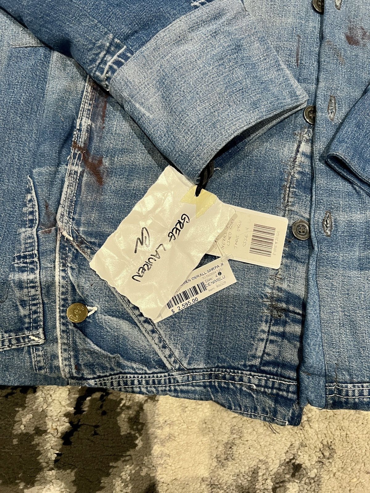 Greg Lauren Greg Lauren OVERALL DENIM JEAN SHERPA LINED BOXY $2595 4 Size US XL / EU 56 / 4 - 2 Thumbnail