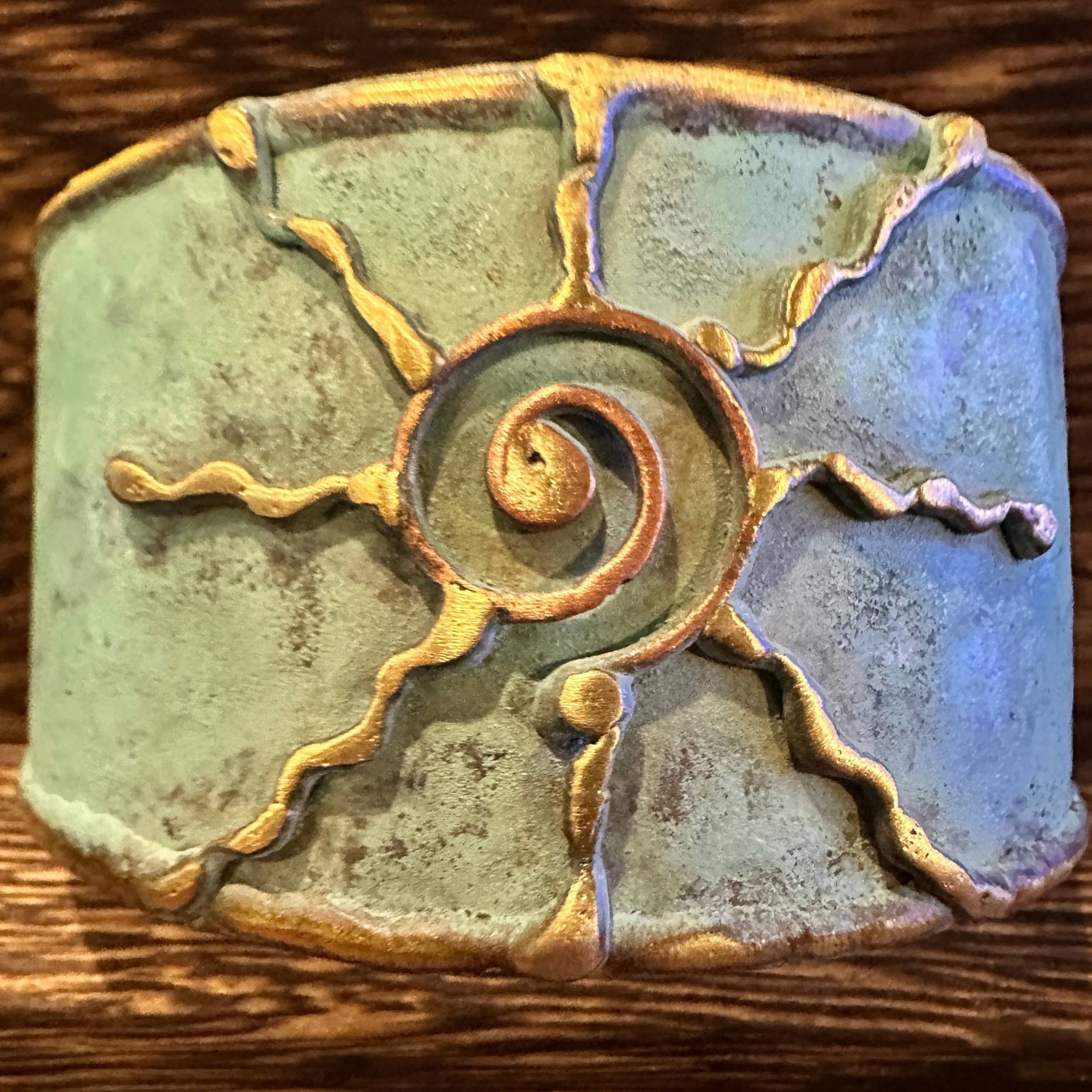 Other Artisan Aqua Patina Brass Cuff Bracelet, 2in Wide, Adjustabl Size ONE SIZE - 2 Thumbnail