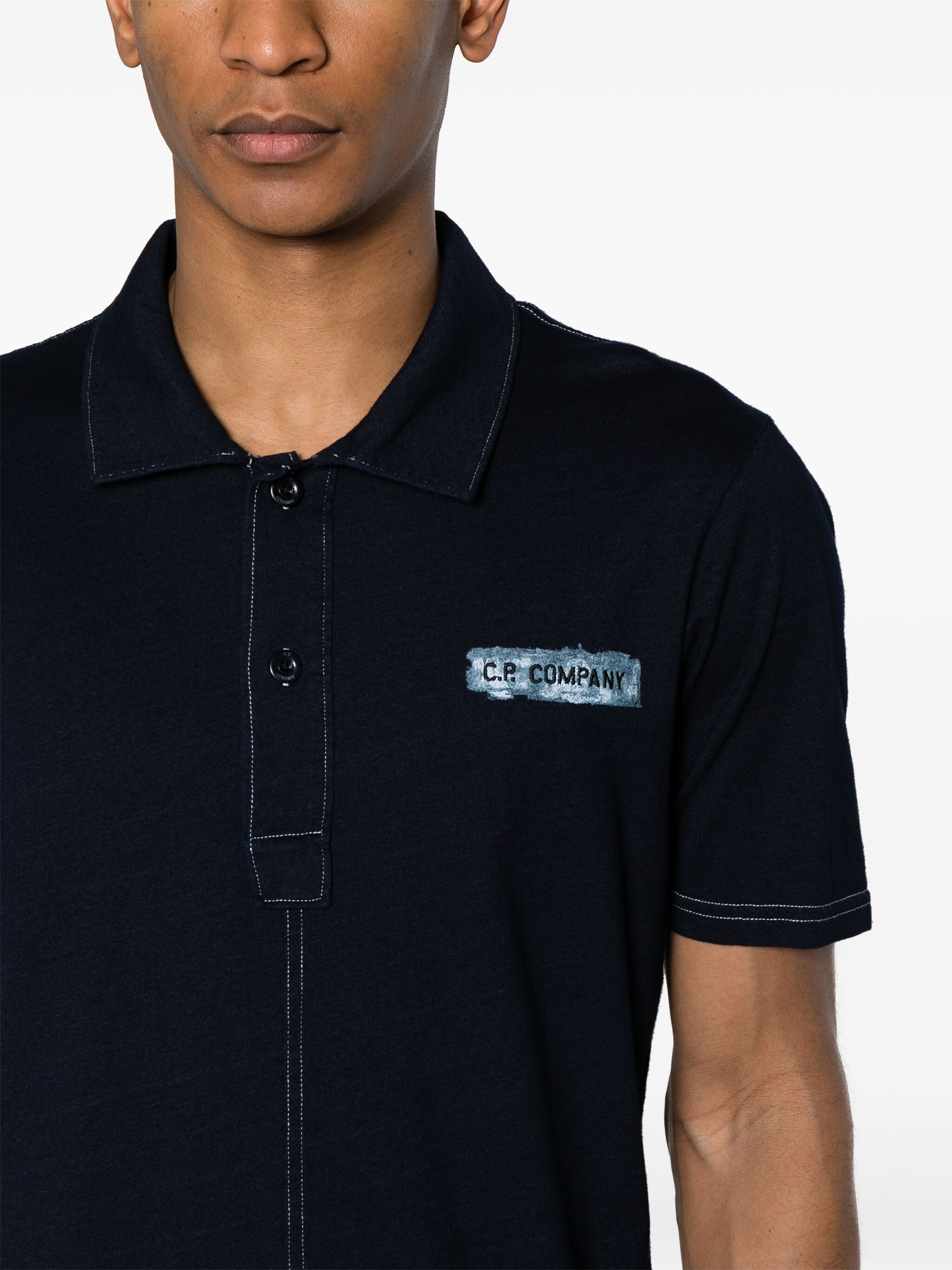 C.P. Company o1y1224 Logo Polo T-Shirt in Midnight Blue Size US S / EU 44-46 / 1 - 5 Thumbnail