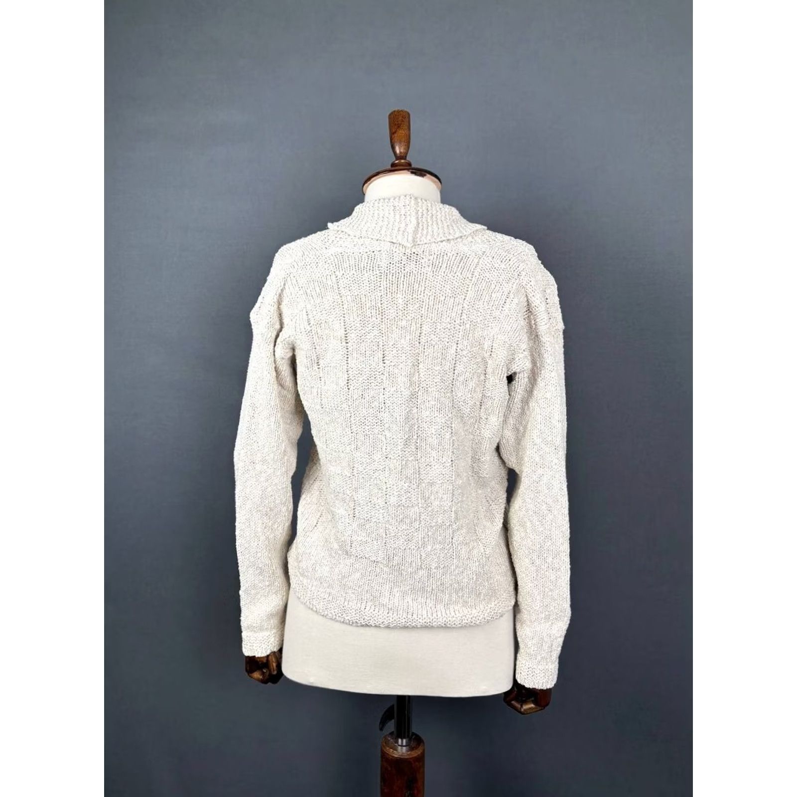 Vintage Aran Crafts Sweater Womens M Beige Cardigan Size Linen Long Sleeve Size M / US 6-8 / IT 42-44 - 2 Thumbnail