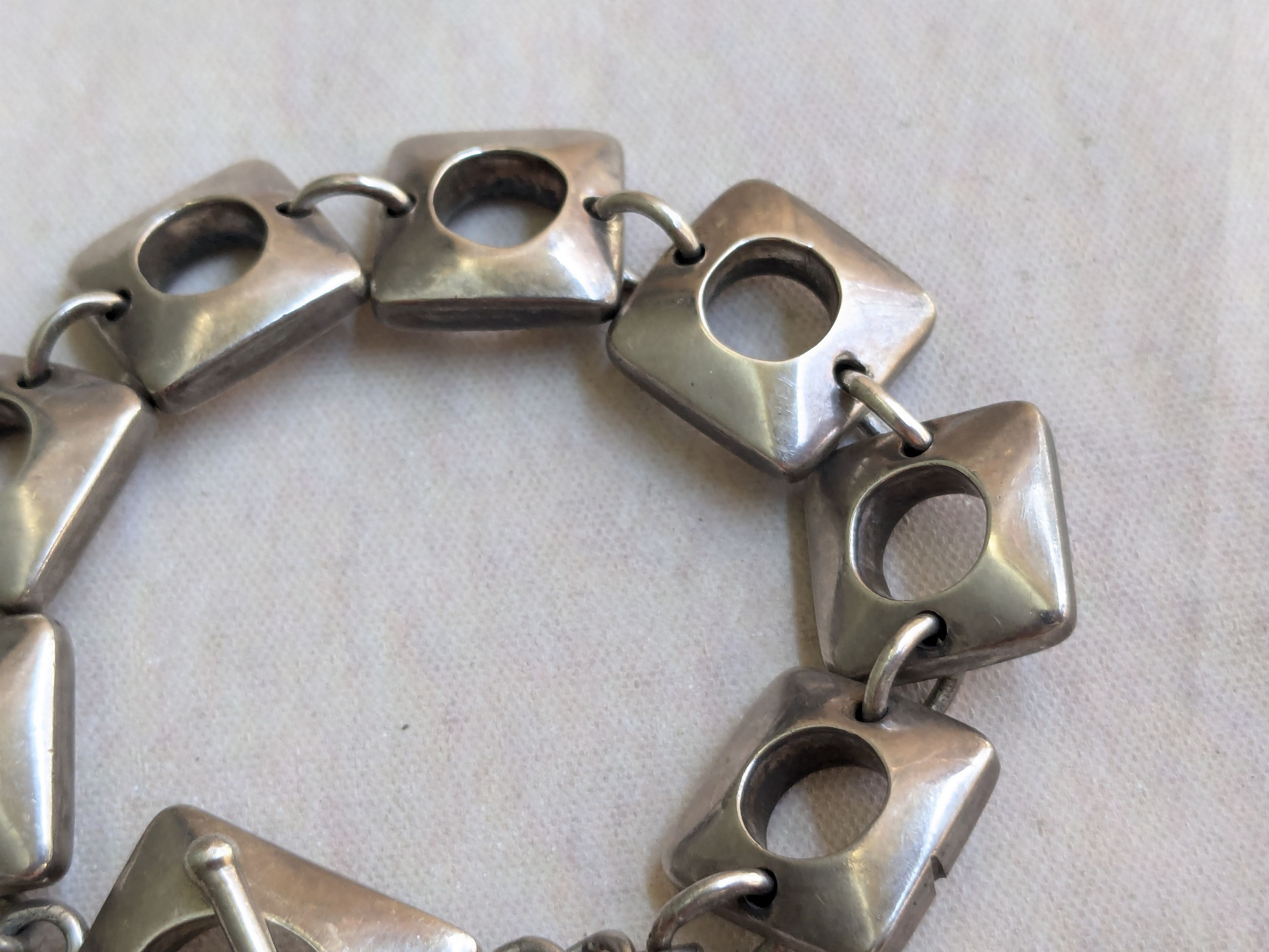 Vintage Vintage Sterling Silver Bracelet Cushion Square Round Size ONE SIZE - 6 Thumbnail