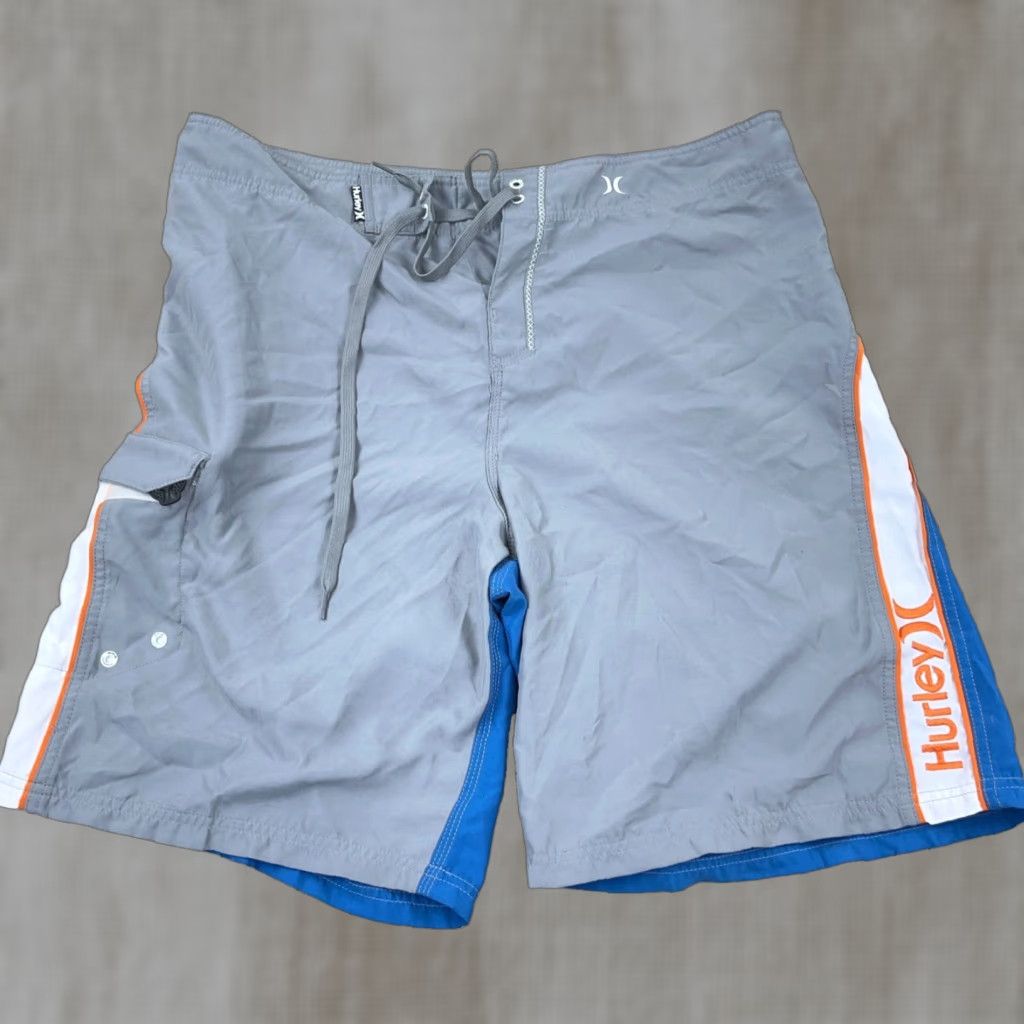 Hurley Hurley Swim Trunks Men 38 XL Gray Blue Bored Shorts Surfing Spellout Adult Size US 38 / EU 54 - 1 Thumbnail