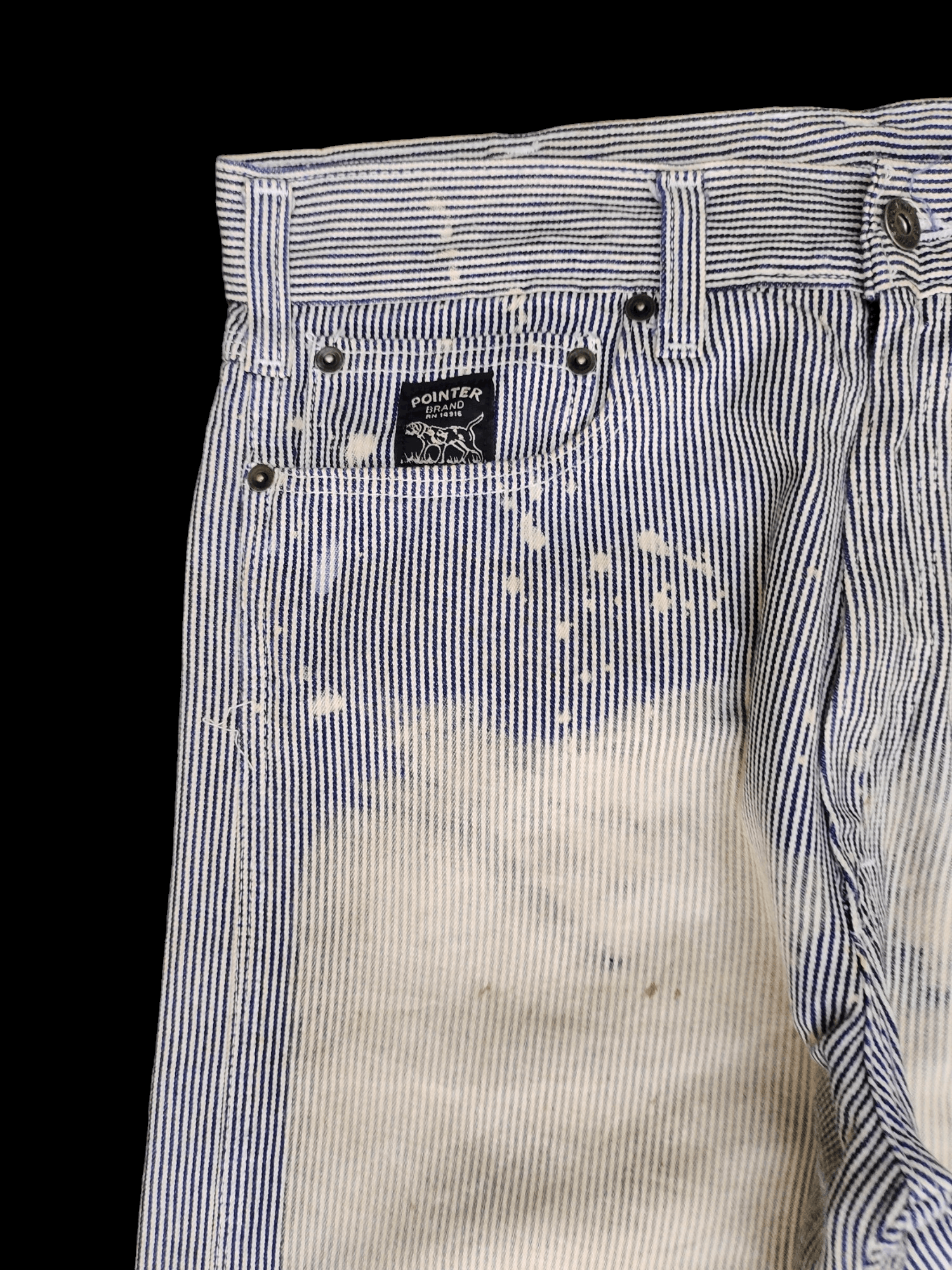 Pointer 1990s Pointer Hickory Striped Faded Distress Denim Pants Size US 32 / EU 48 - 4 Thumbnail