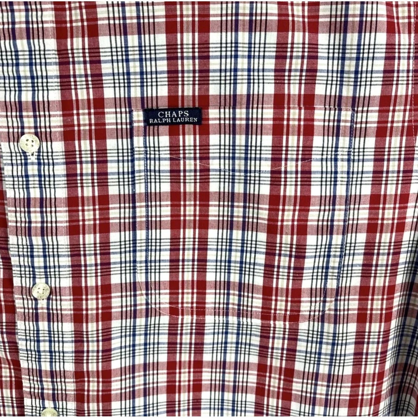 Ralph Lauren VTG Chaps Ralph Lauren Mens Large Red Plaid Button-Up Casual Shirt Size US L / EU 52-54 / 3 - 3 Thumbnail