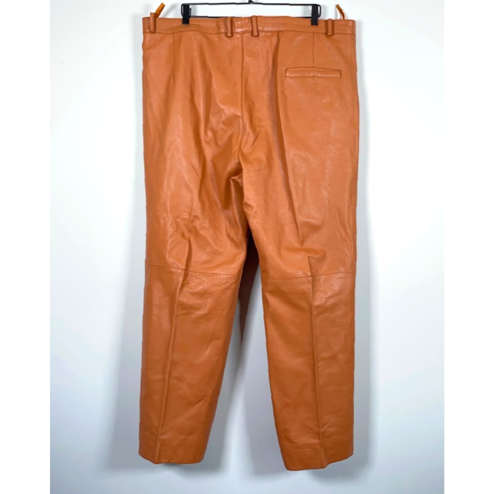 Vintage VINTAGE Man Art Leather Pants 90s Pleated Mens 46 Straight Baggy High Waist Brown Red Unlined 90s Theme Mens Apparel Size US 44 / EU 60 - 2 Thumbnail