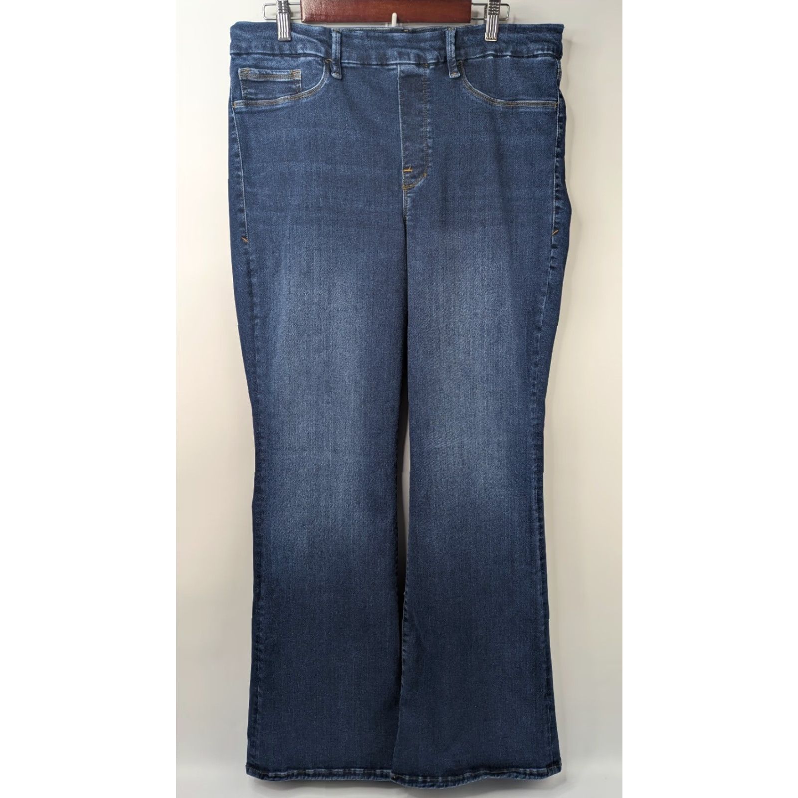 Good American Good American Jeans Flare High Rise Stretch Denim 2XL Womens Wide Leg Blue Shirt? Size 40" / US 18 - 2 Thumbnail
