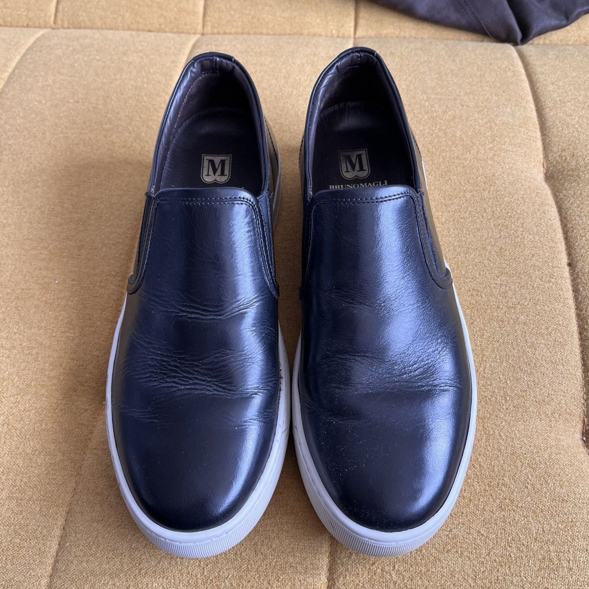 Bruno Magli Bruno Magli Wimpy Handmade Italian Leather Sneakers Black Size US 10.5 / EU 43-44 - 2 Thumbnail