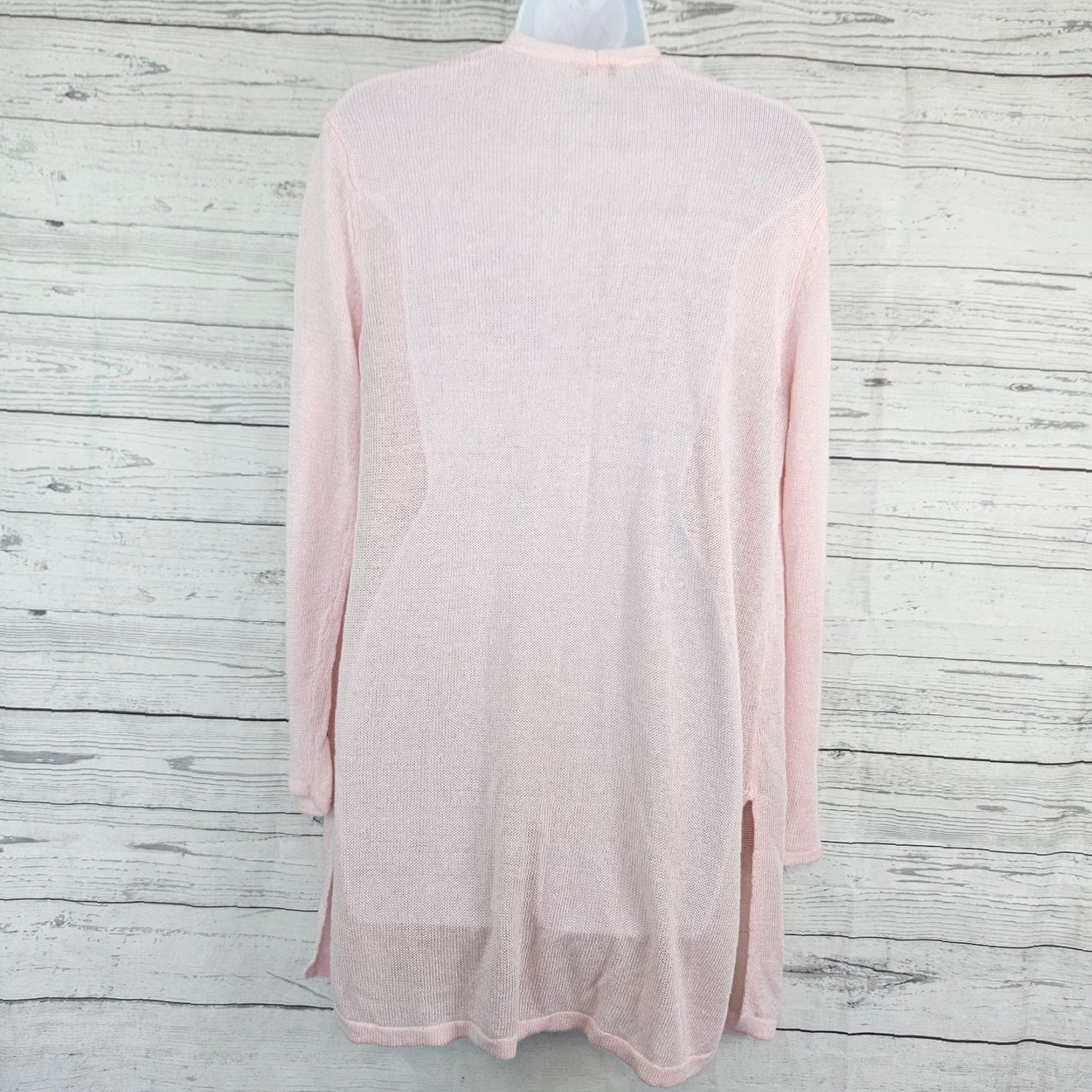 J. Jill J Jill Womens Cardigan M Pink Linen Rayon Blend Long Sleeve Open Front Size M / US 6-8 / IT 42-44 - 3 Thumbnail