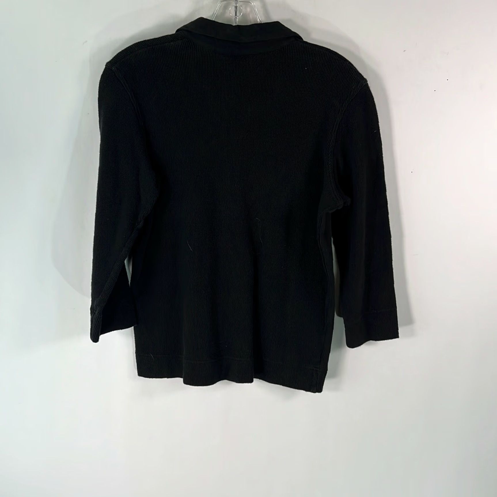 Eddie Bauer Eddie Bauer Blouse Shirt Women S Black 3/4 Sleeve Snap Front Collared 100% Cotton Modern Classic Size S / US 4 / IT 40 - 2 Thumbnail