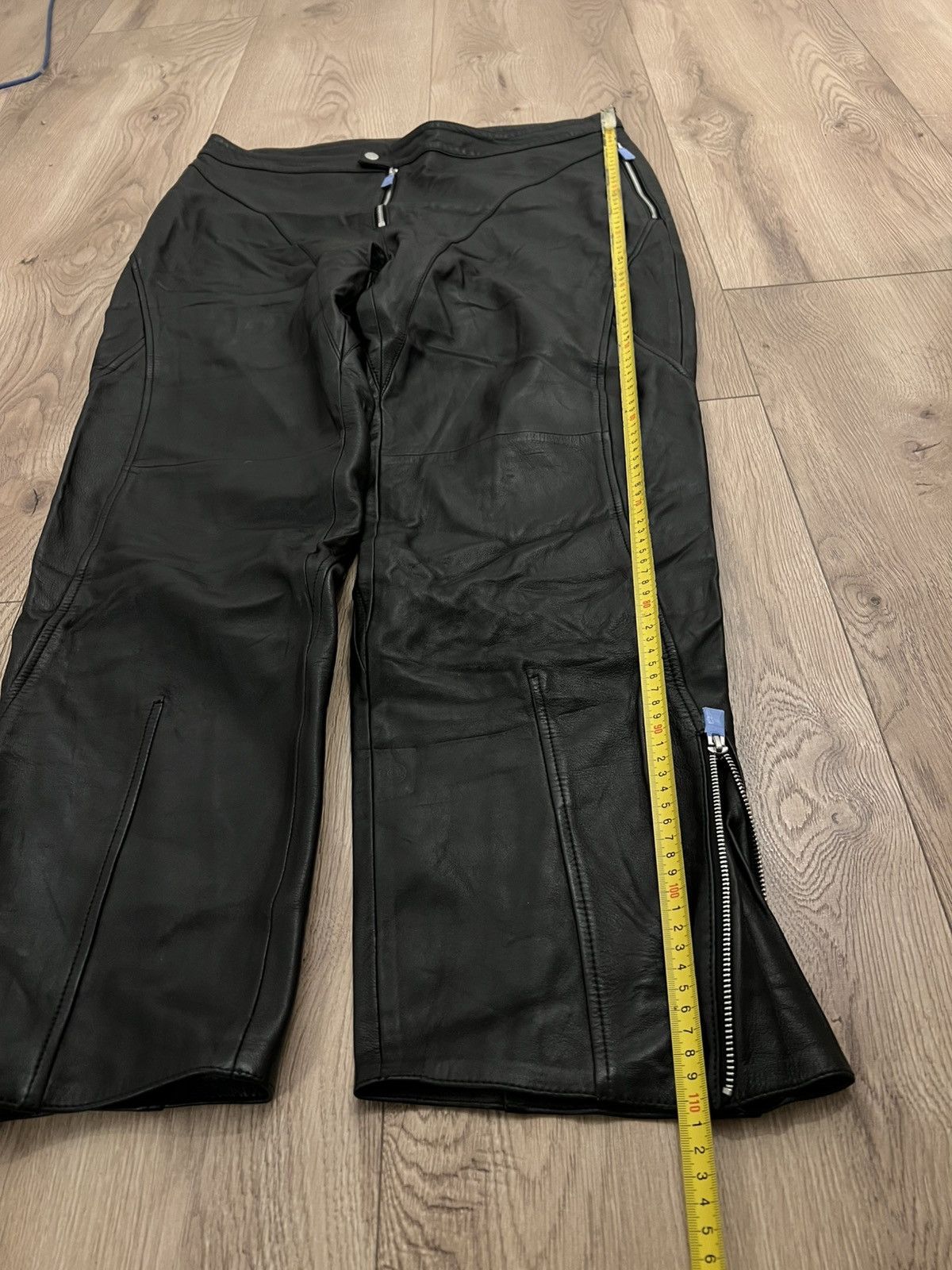 H&M × Mugler Exclusive Mugler x H&M Black Leather Panelled Trousers Size US 40 / EU 56 - 9 Thumbnail