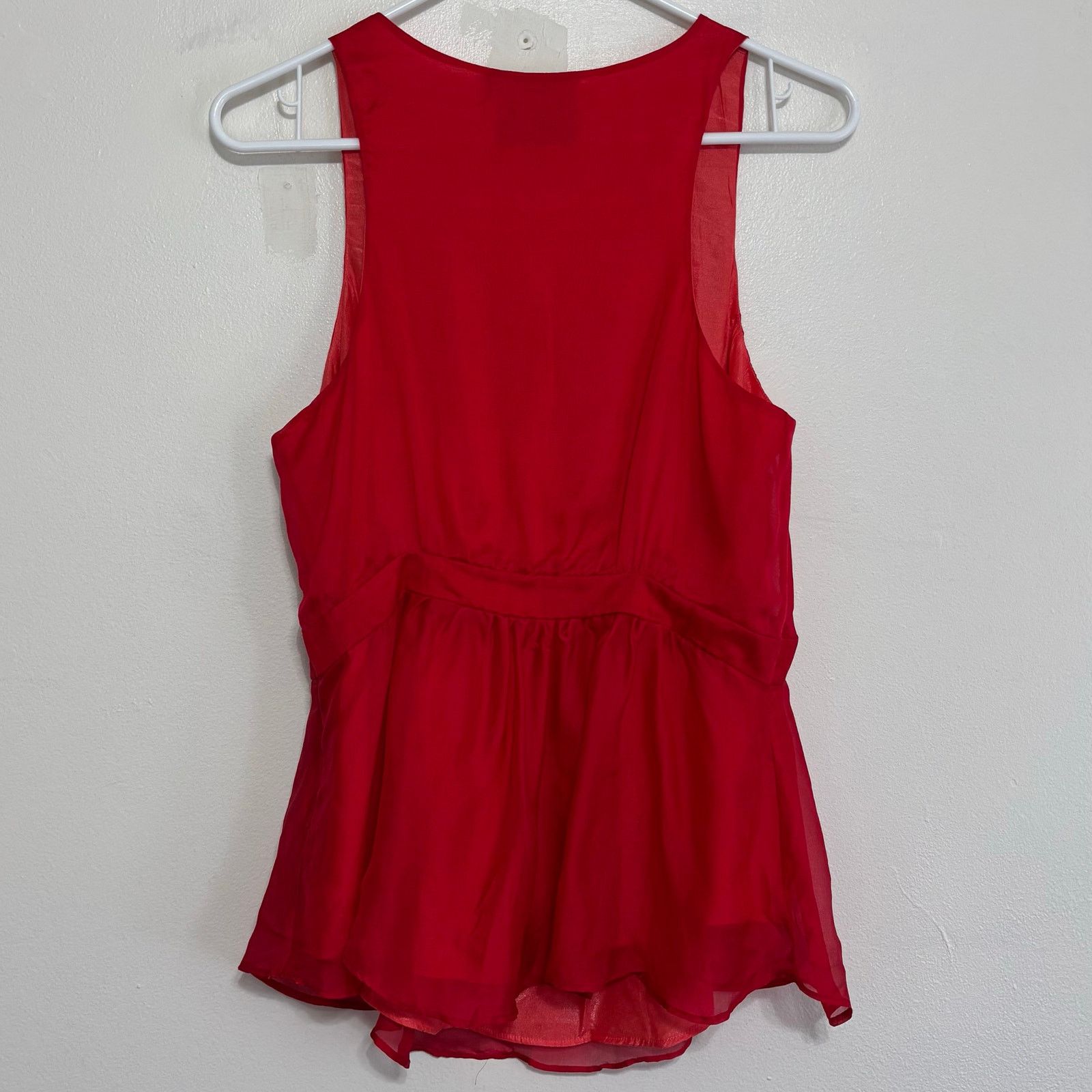 Other Fumblin' Fee Red Silk Peplum Sleeveless Top Button Front Size M / US 6-8 / IT 42-44 - 2 Thumbnail