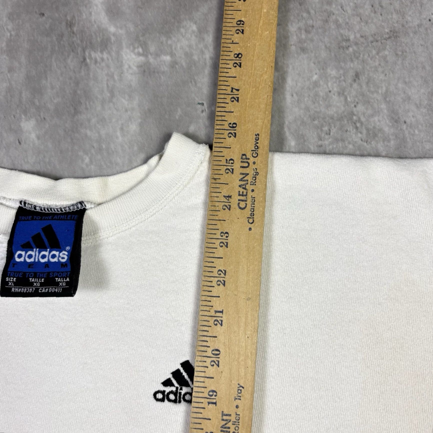 Adidas VINTAGE Adidas Embroidered Sweatshirt White XL 90s Men Pullover Cotton Fleece Embroidered Blue Door: 90s, Adidas Originals, Sweatshirt, Mens Size US XL / EU 56 / 4 - 5 Thumbnail